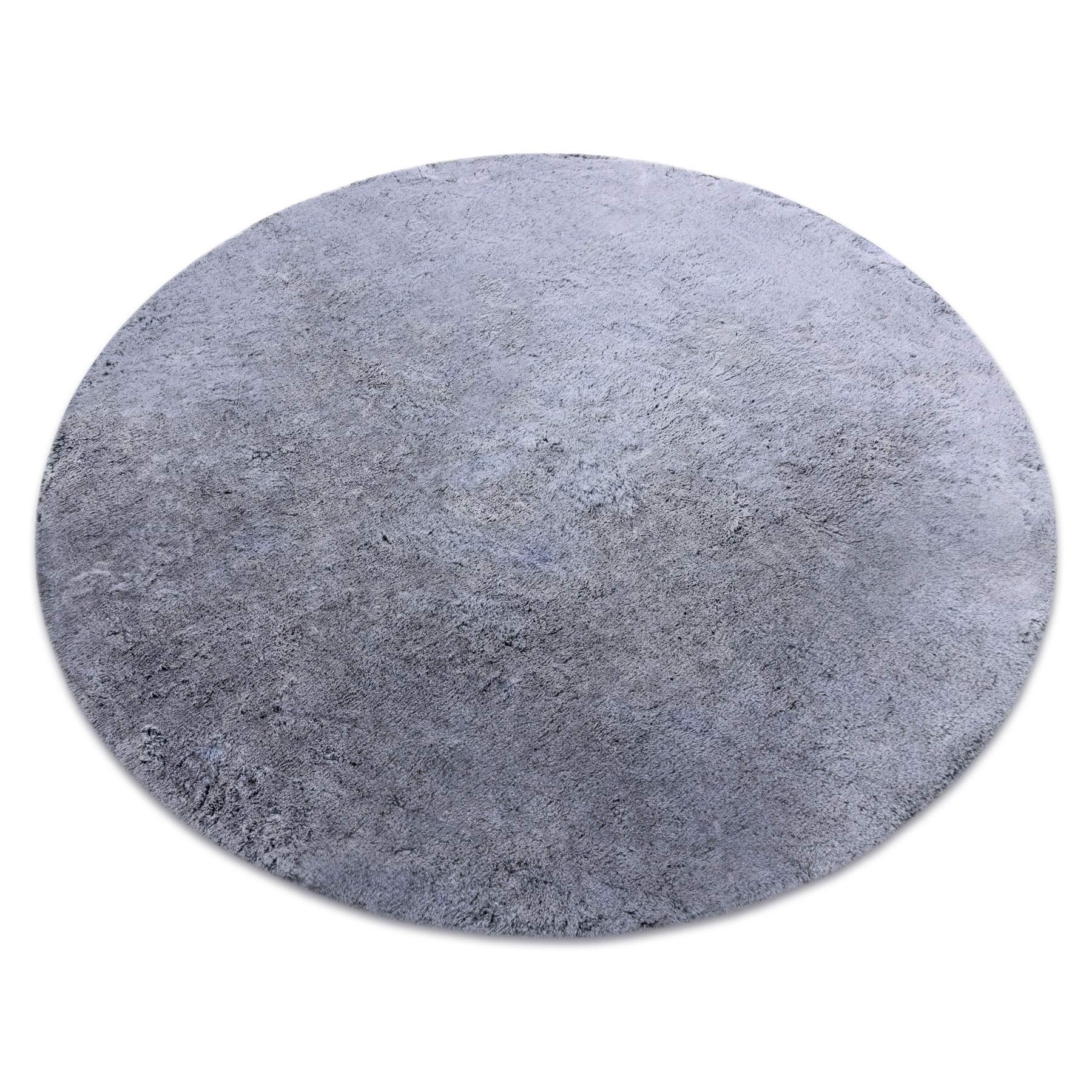 rugsx Tapis Lavable Lapin Shaggy pour la Chambre d'enfants, Le Salon, la Chambre à Coucher, très épais, antidérapant, Noir/Ivoire Cercle 80 cm