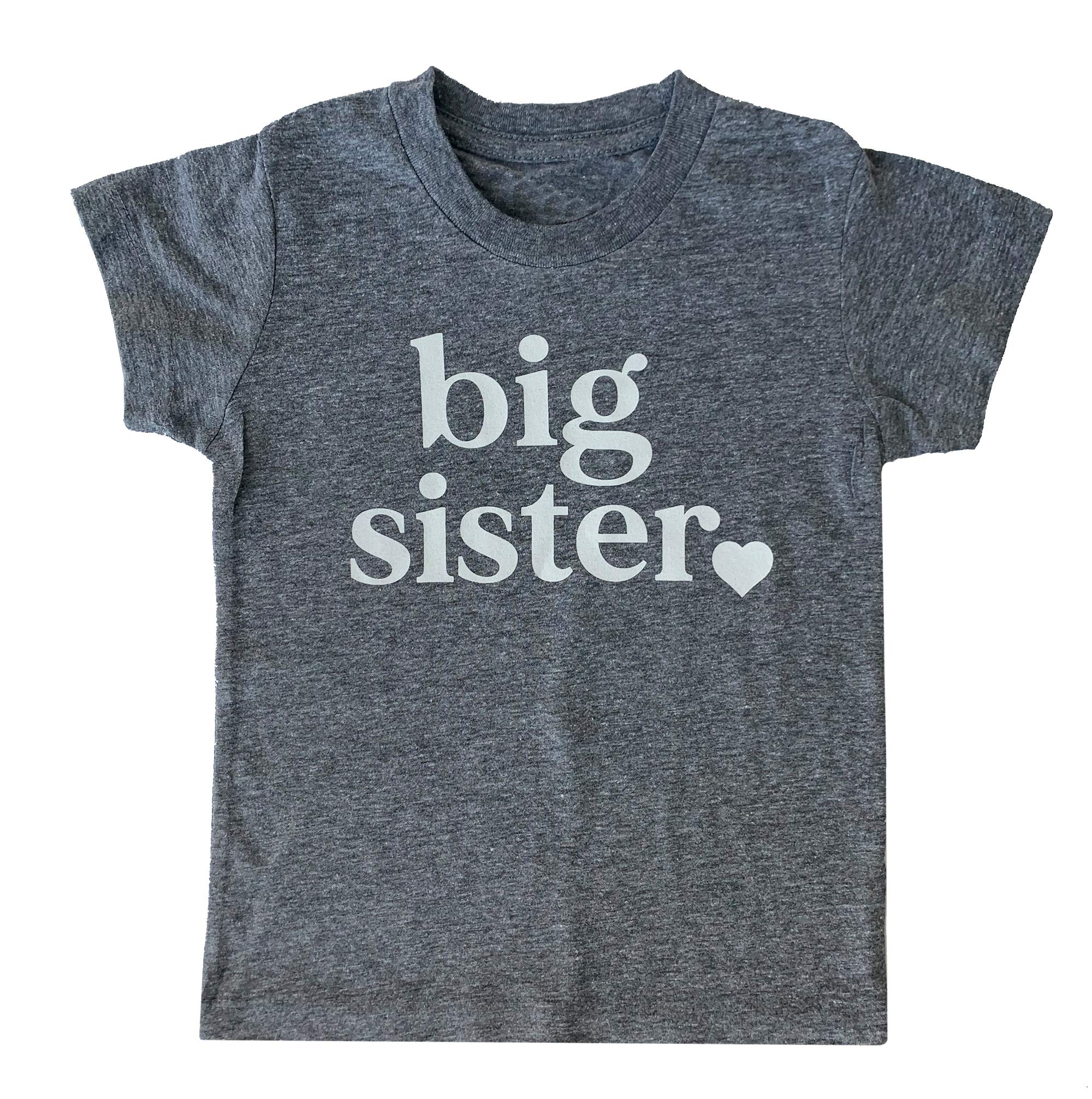 Big Sister &amp; Little Sister Sibling Reveal Announcement T-Shirt for Girls Toddler Baby