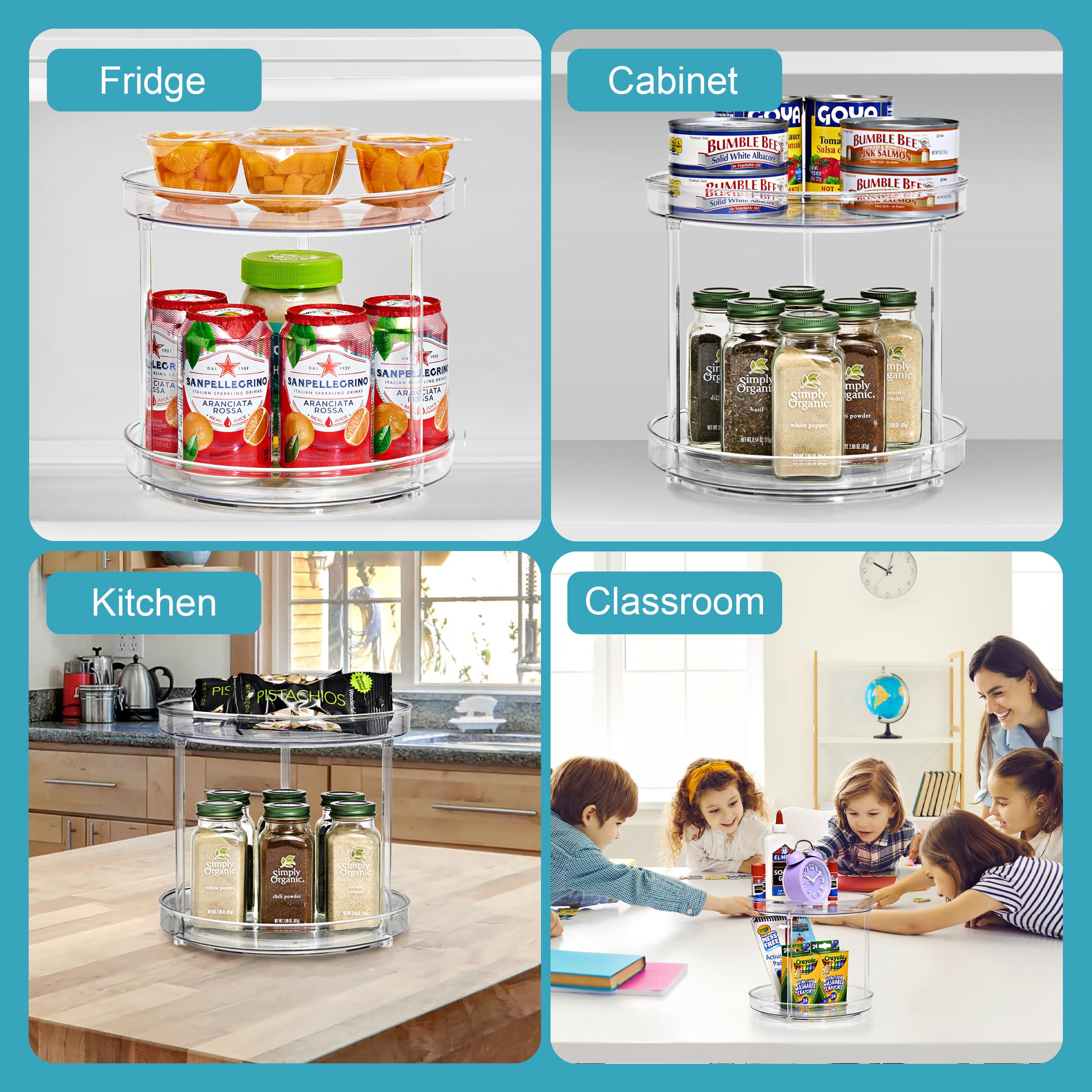 Snapklik.com : 9 Inch 2 Tier Clear Lazy Susan Organizer, Turntable