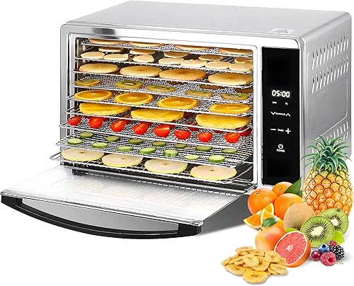 HOMOKUS Deshidratador de alimentos, 9 bandejas de acero inoxidable, gran área de uso de máquina deshidratadora de alimentos de hasta 13.4 pies