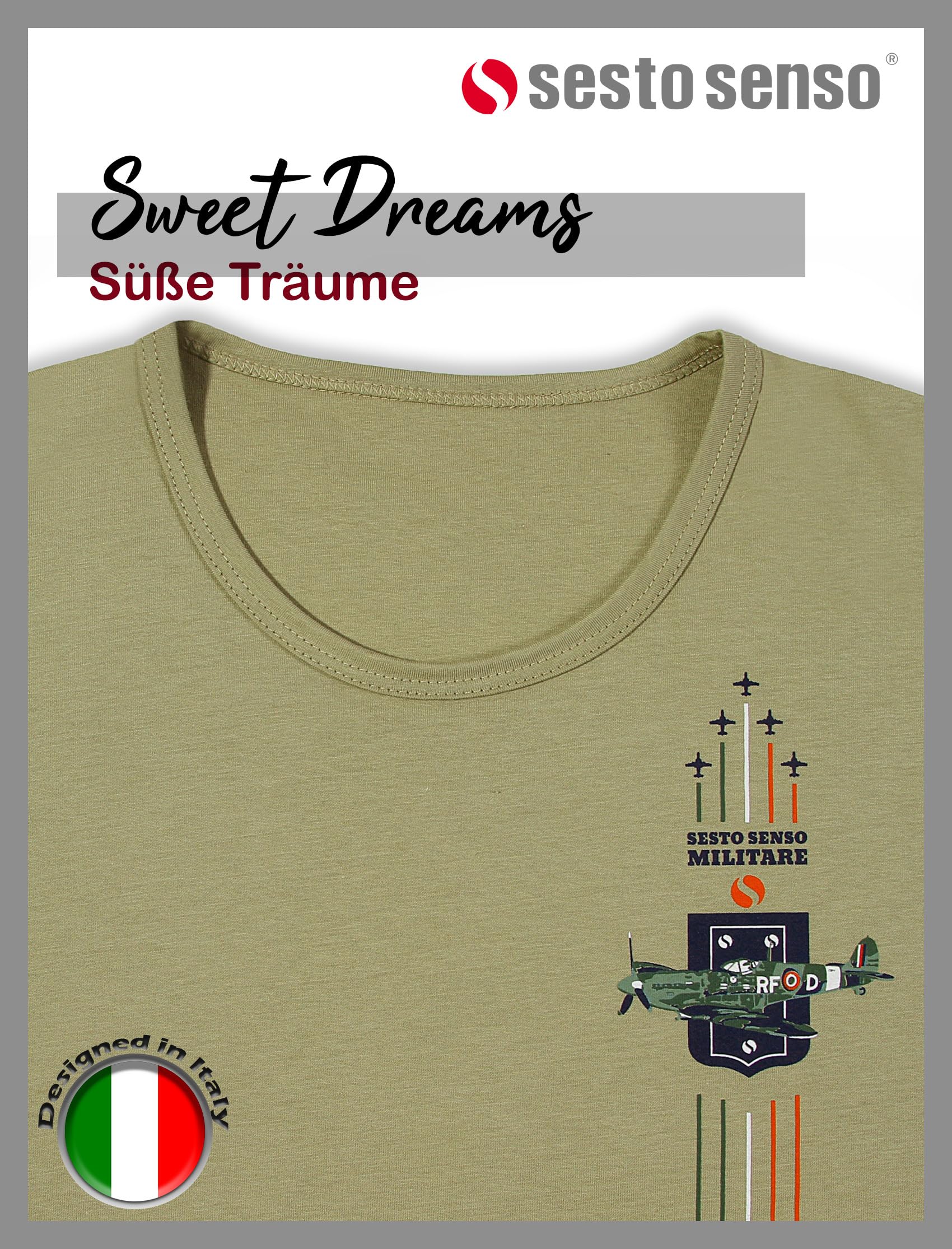 sesto senso Pigiama Uomo Militare Corto Estivo Cotone Tshirt Pantalonici Set Corte