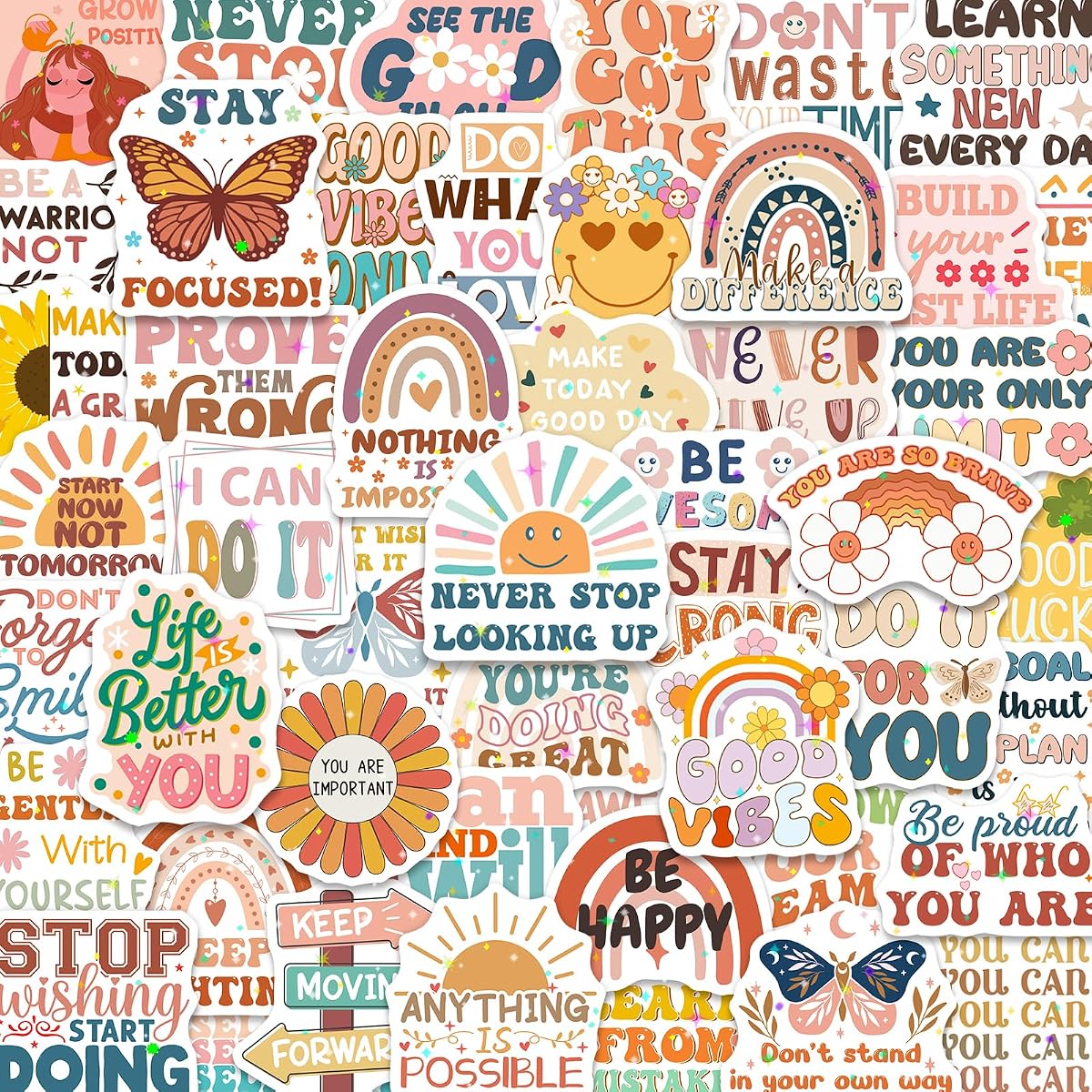 200PCS Boho Motivational Stickers Positive Decals for Girls Women