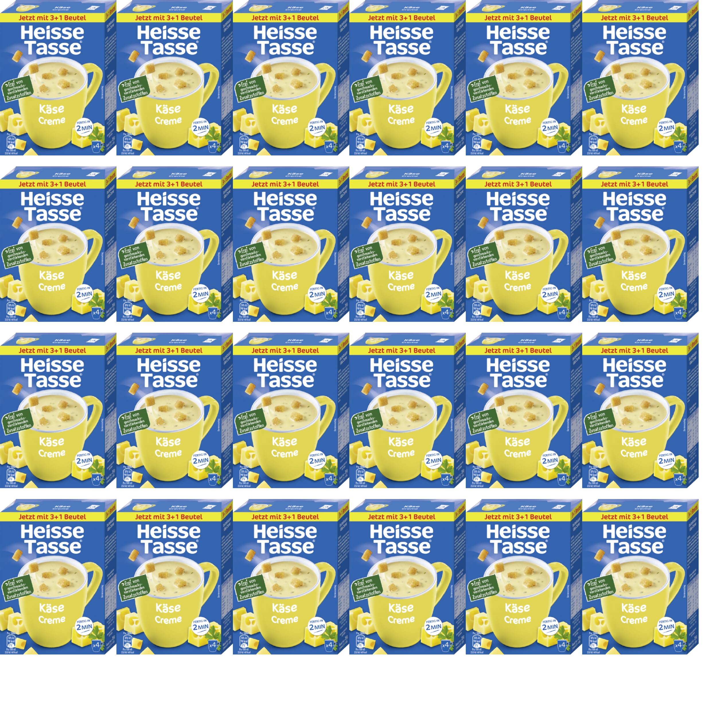Heiße Tasse Käse Creme Vorteilspack Suppe, 24er Set | 96 Suppenportionen, cremiger Käsegeschmack, schnelle Zubereitung, ideal für Zuhause, Büro oder Vorrat