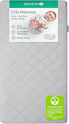 Newton Baby Waterproof Crib Mattress and Toddler Bed - Ultra-Breathable Proven to Reduce Suffocation Risk, Washable Core & Cover, 2-Stage, Deluxe 5.5 Thick - Grey
