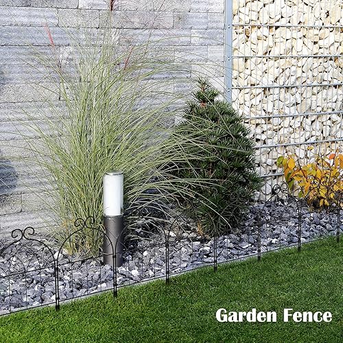 Miniatura 7 de Valla decorativa para jardín, paquete de 35 unidades para exteriores, borde de valla de metal inoxidable de 22 pulgadas de alto x 37 pies de largo,