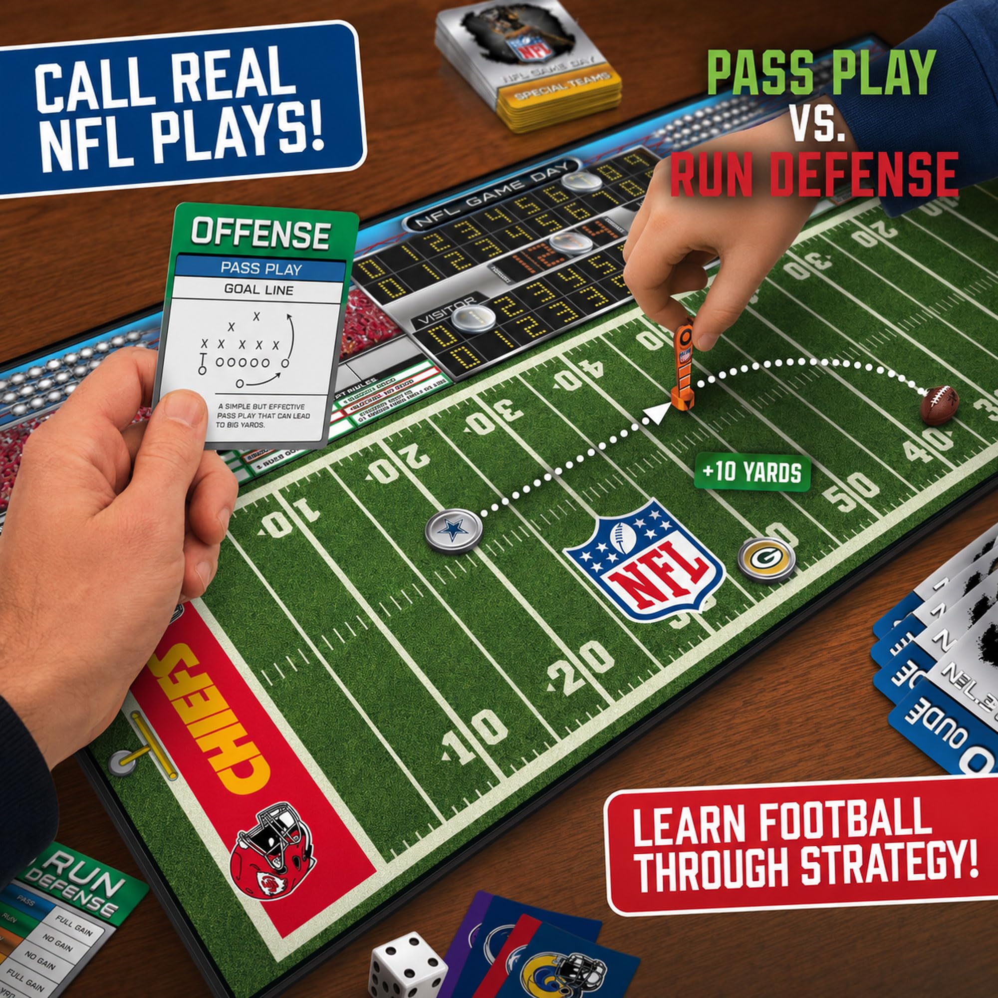 NFL Game Day: The Ultimate Football Board Game Game - Licenza ufficiale con tutte le 32 squadre, dai 9 anni in su, 2-4 giocatori, divertimento per la serata di gioco in famiglia o le feste