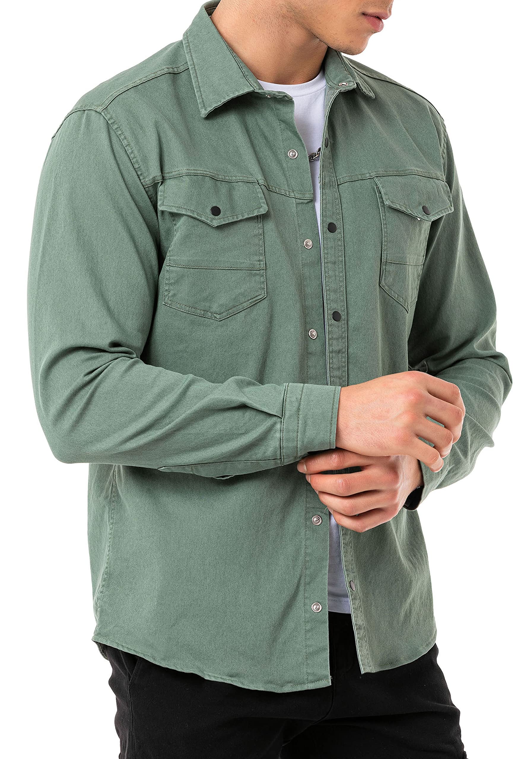 RED BRIDGE Red Bridge Camisa vaquera para hombre, informal, con bolsillo en el pecho