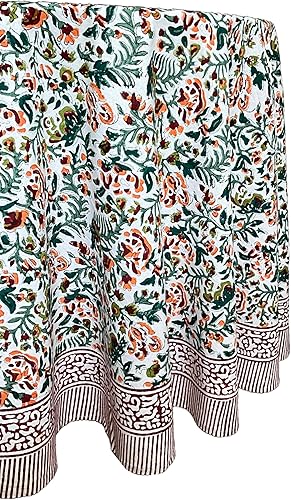 Miniatura 3 de ATOSII Ambrosia - Mantel redondo de 100 % algodón, estampado floral a mano, para cocina, comedor, bodas, exteriores, Acción de Gracias, Navidad,