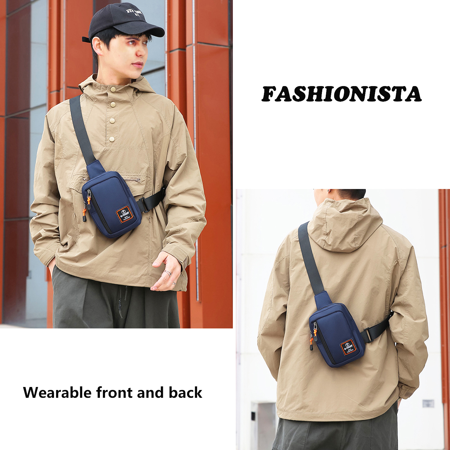 Zaino A Tracolla Piccolo Unisex In Nylon Blu - Leggero E Capiente Per Escursioni, Viaggi E Uso Quotidiano - 8003