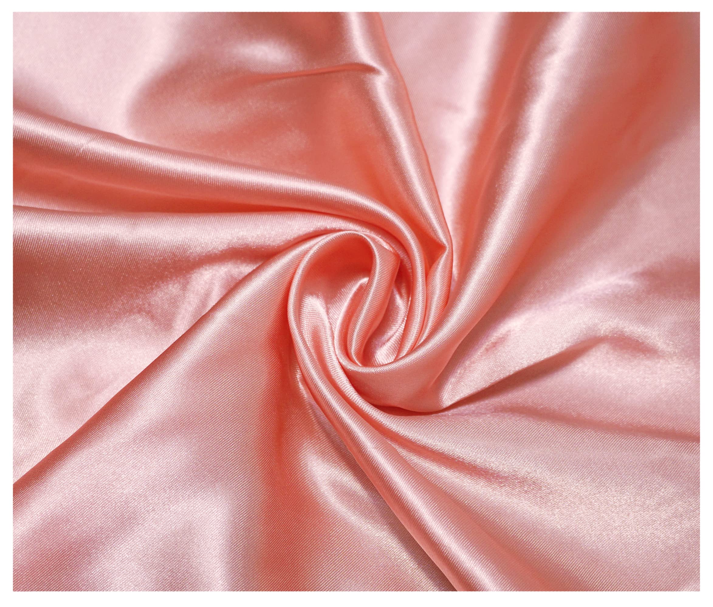 Silky Satin Polyester Fabric for Dressmaking Wedding Crafts Quilting Sewing 150cm Wide (200 x 150cm / 79" x 60", Peach)