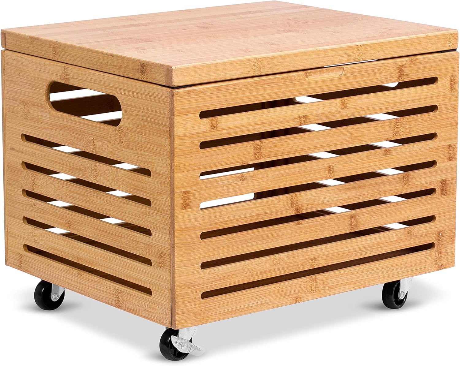 BIRDROCK HOME Bamboo Rolling File Storage Organizer Box with Lid Office Products