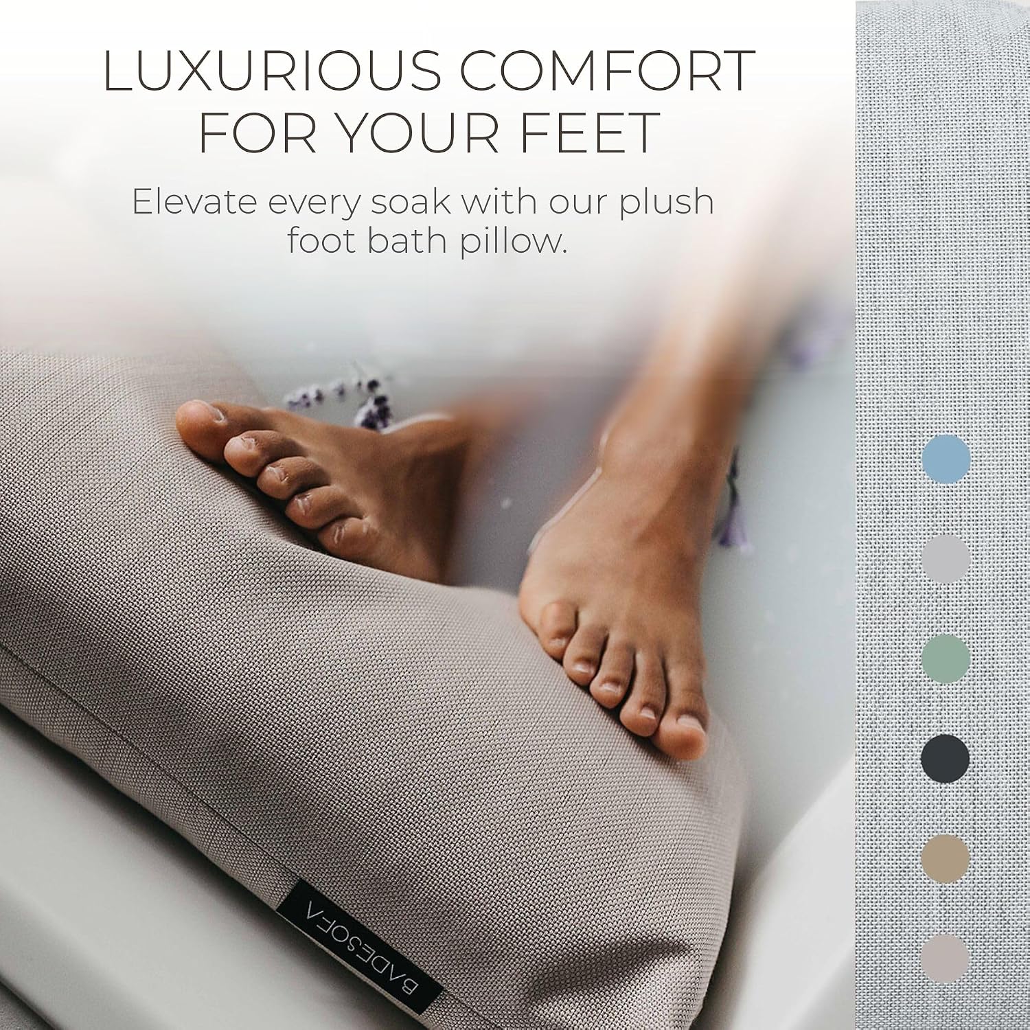 BADESOFA® Luxury Bath Tub Pillow for Feet | Premium-Quality Materials | Comfortable & Quick-Drying | Washable Bath Cushion in Grey | Home Spa Accessories | Universal Fit for Any Bathtub