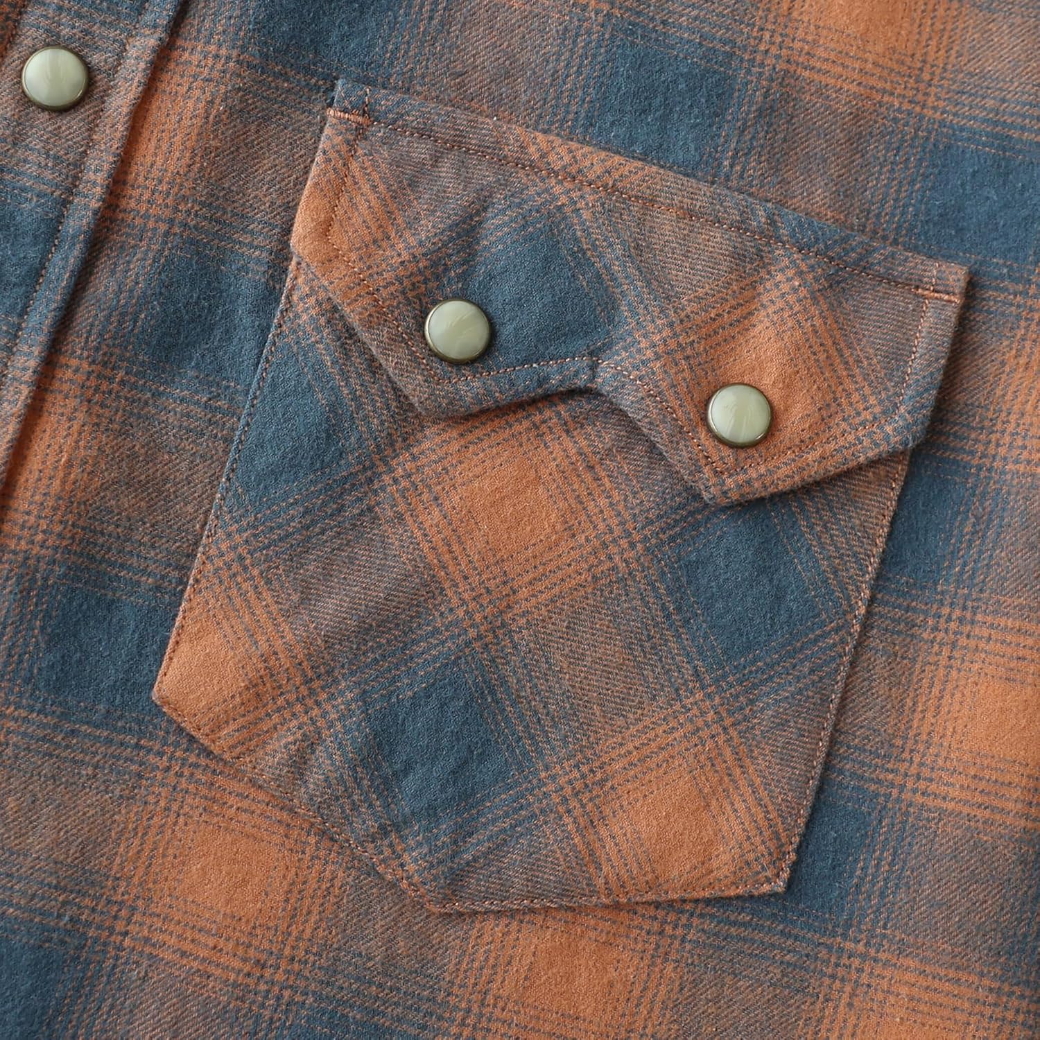 Dubinik® 6.3 oz Flannel Shirt for Men Long Sleeve Casual Cozy Snap Button Western Plaid Shirts Soft Pure Cotton - Image 5