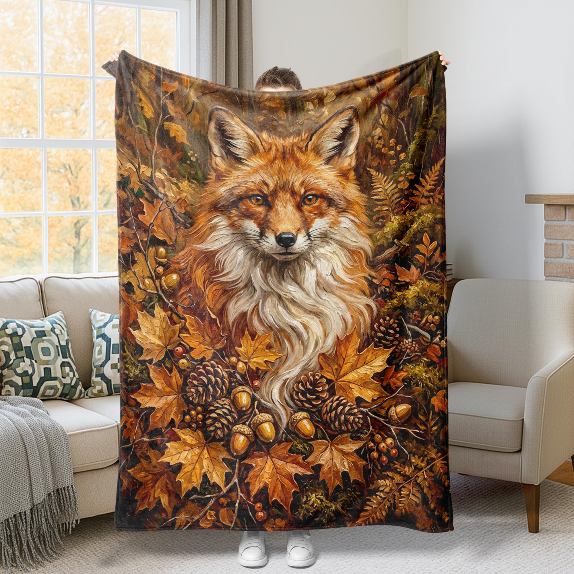 Couverture canapé motif renards pour réchauffer vos soirées cocooning