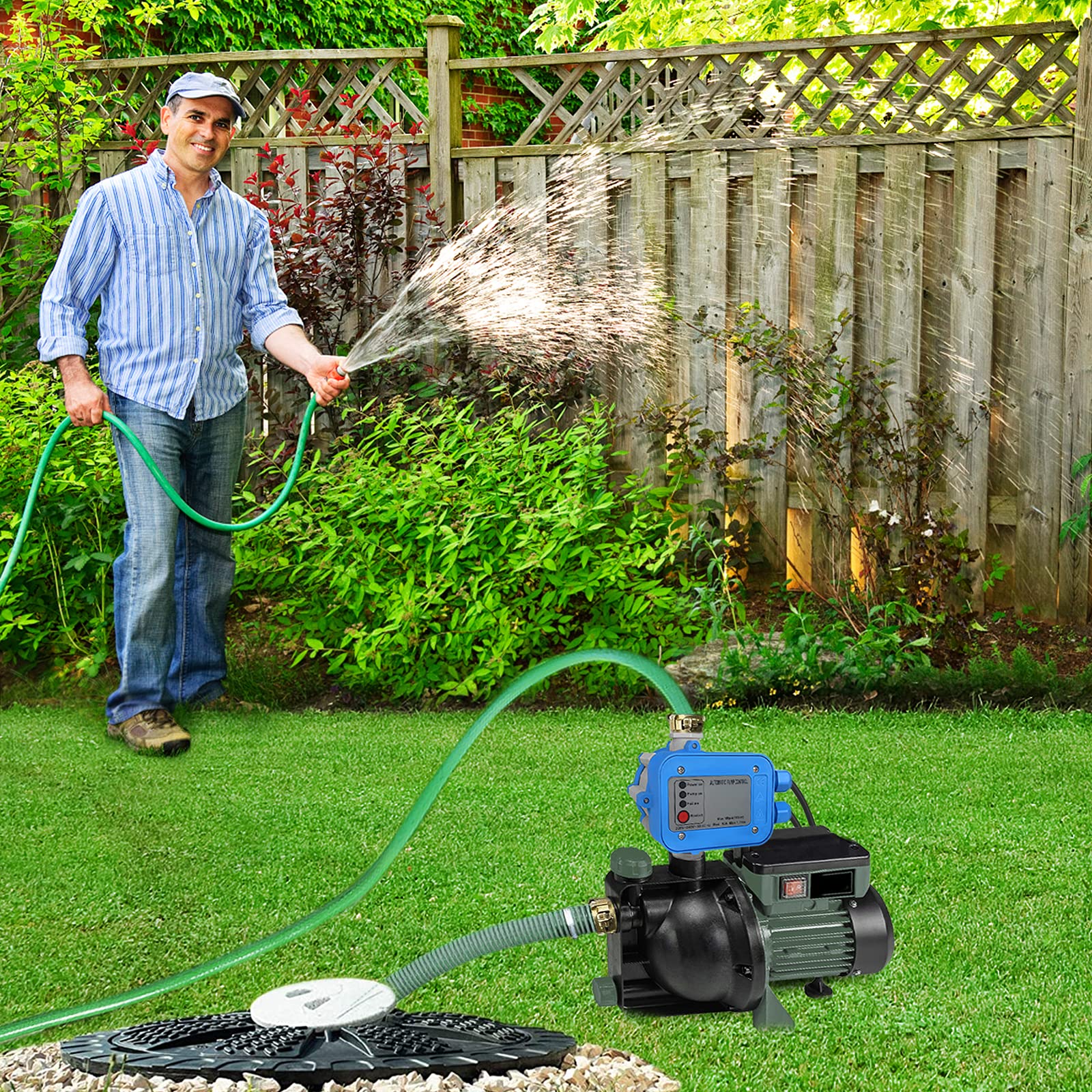 NAIZY Bomba de Presion de Agua 10 bar Prescontrol con Cable Automático Unidad de Control Presión del Agua Constante para Jardín Casa Patio Sistema de Agua – Tipo A