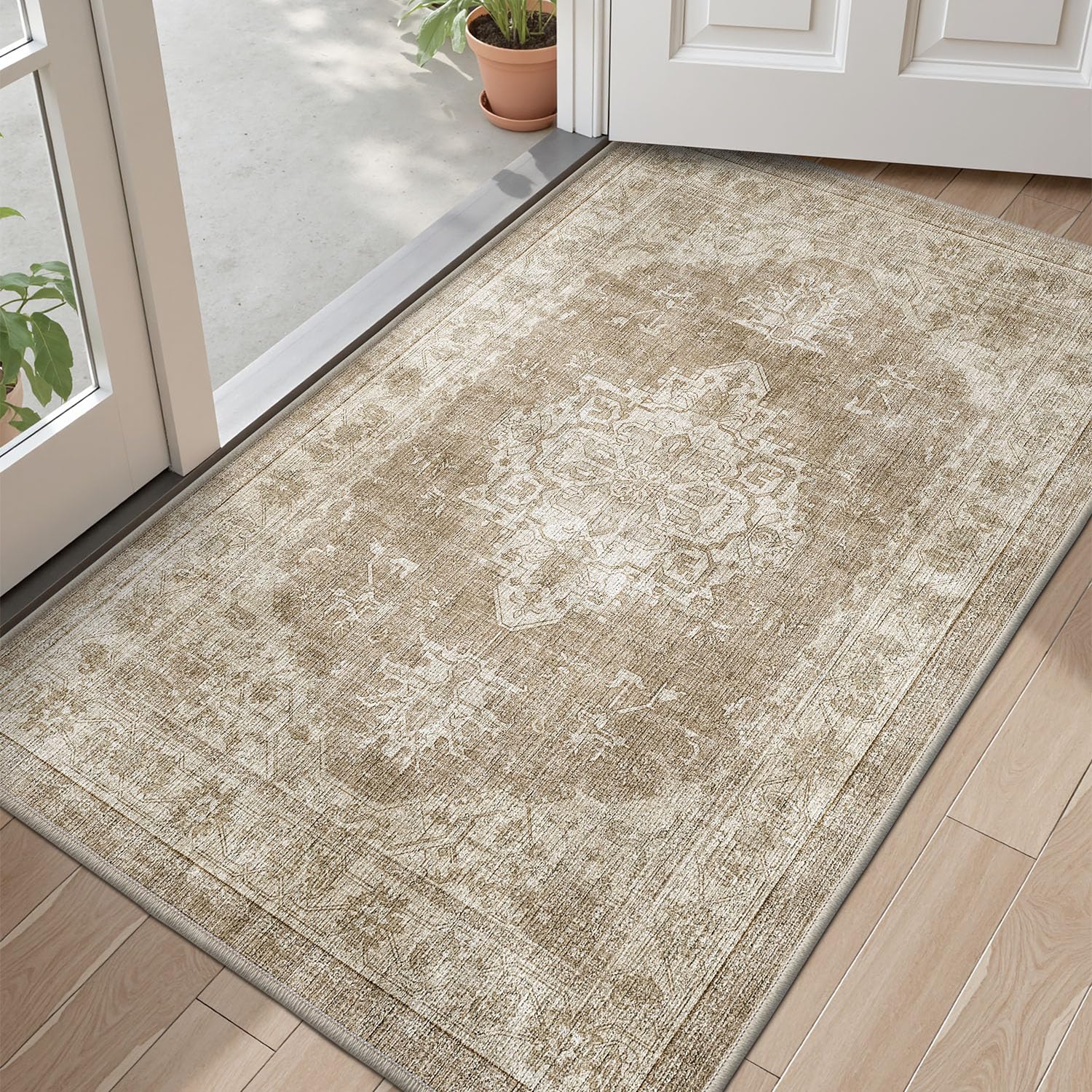 LUMI Retro Thin Door Mat, 32"x47" Washable Indoor Doormat, Non Slip Absorbent Entrance Rug, Welcome Mats Entryway Rug Doormats for Front Door Kitchen