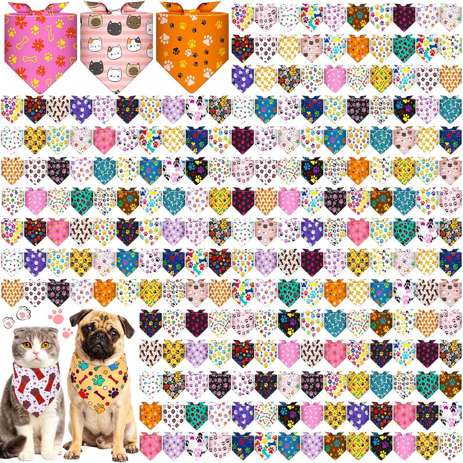 Aliceset 240 Pcs Easter Day Dog Bandana Bulks Rabbit Carrot Bunny Egg Patterns Printing Dog Kerchief Set Bibs Triangle Pet Scarf Soft Pet Gifts Daily Cat Costume Accessories for Small and Medium Puppy