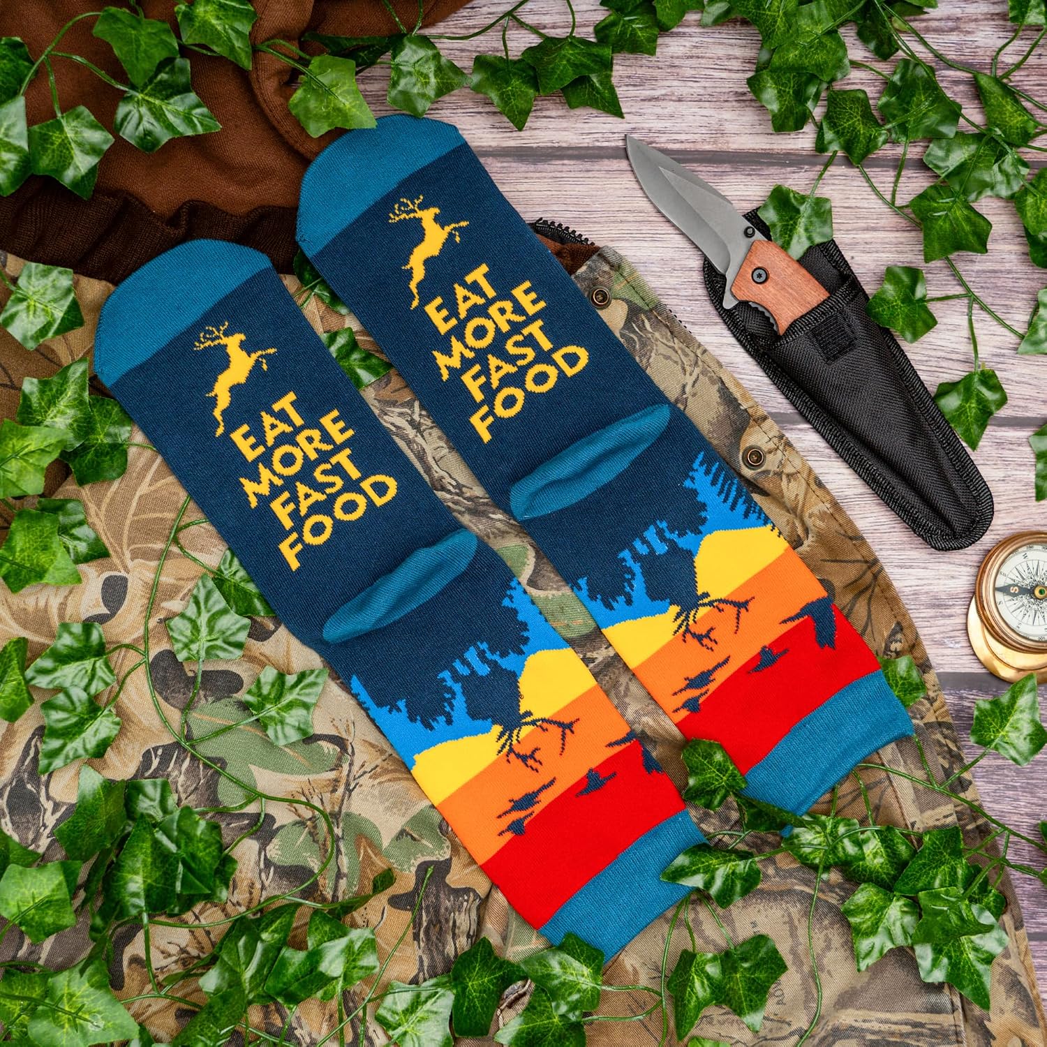 Lavley Fishing & Hunting Socks Funny Gift for Outdoor Hunters & Fishermen | Premium Cotton Blend, Super Soft, Durable, Gift for Outdoor Hunters, Funny Fishing & Hunting Socks