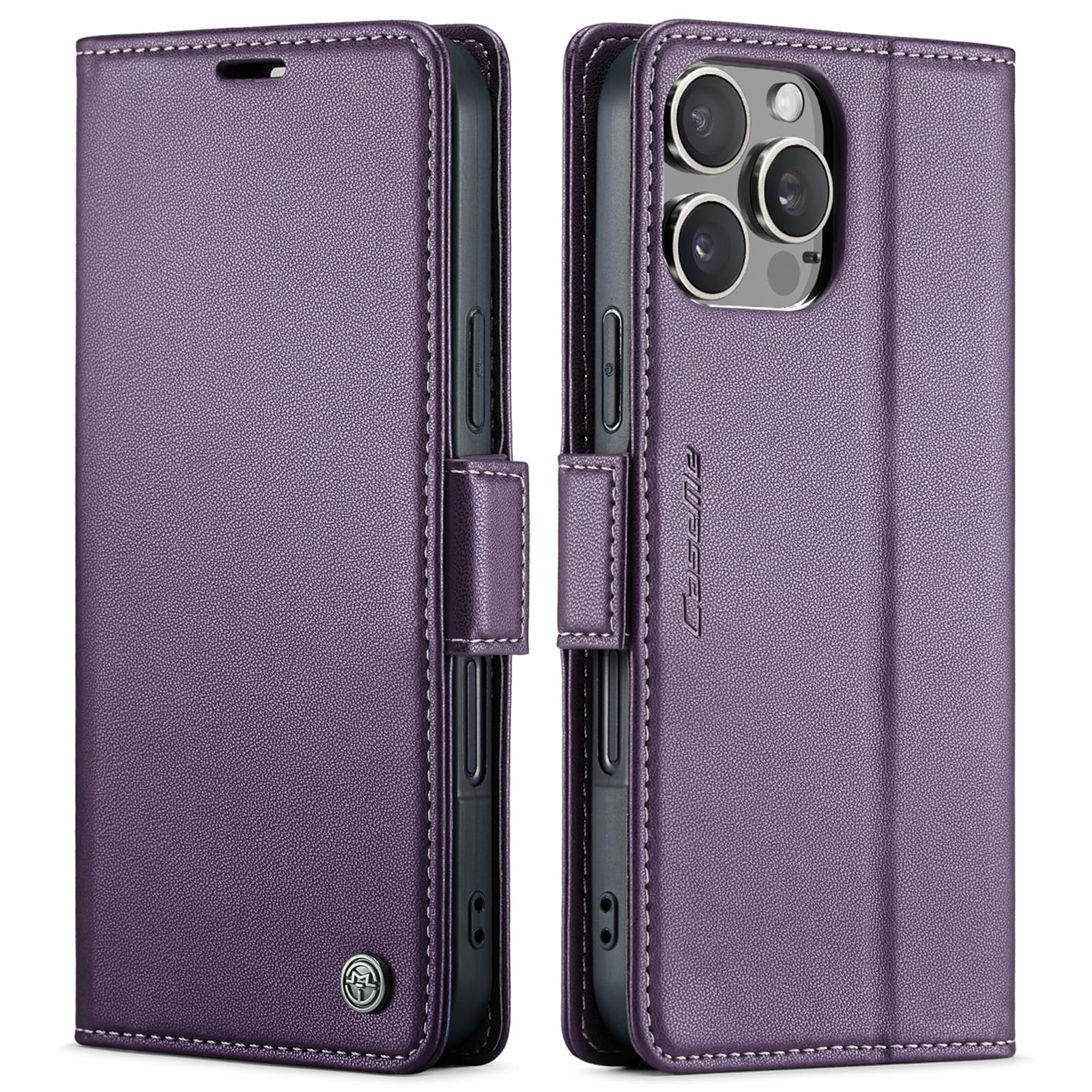 Étui iPhone 16 Plus violet protège écran et cartes bancaires du piratage