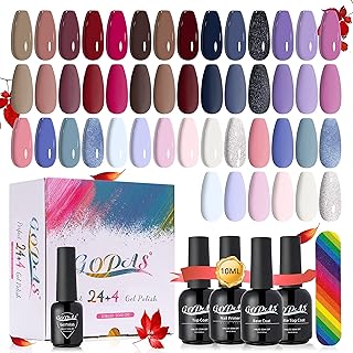 28Pcs Gel Nail Polish Set With Glossy & Matte Base And Top Coat, 6ml Purple Lavender Violets Nail Polish ,2022 Summer Gel ...