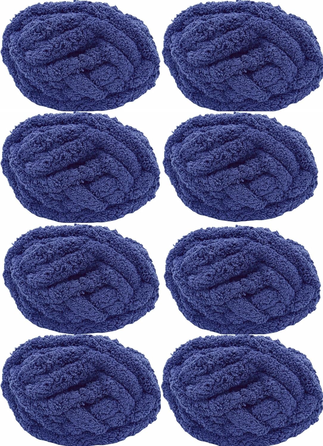 Super Bulky Chunky Blanket Jumbo Chenille Yarn 30mm Extra XL Thick Navy Blue 8 Pack 64oz for Arm Knitting, Luxury Soft Polyester Jumbo Weaving Crochet Craft Big Yarns for Throw Blanket Pillows