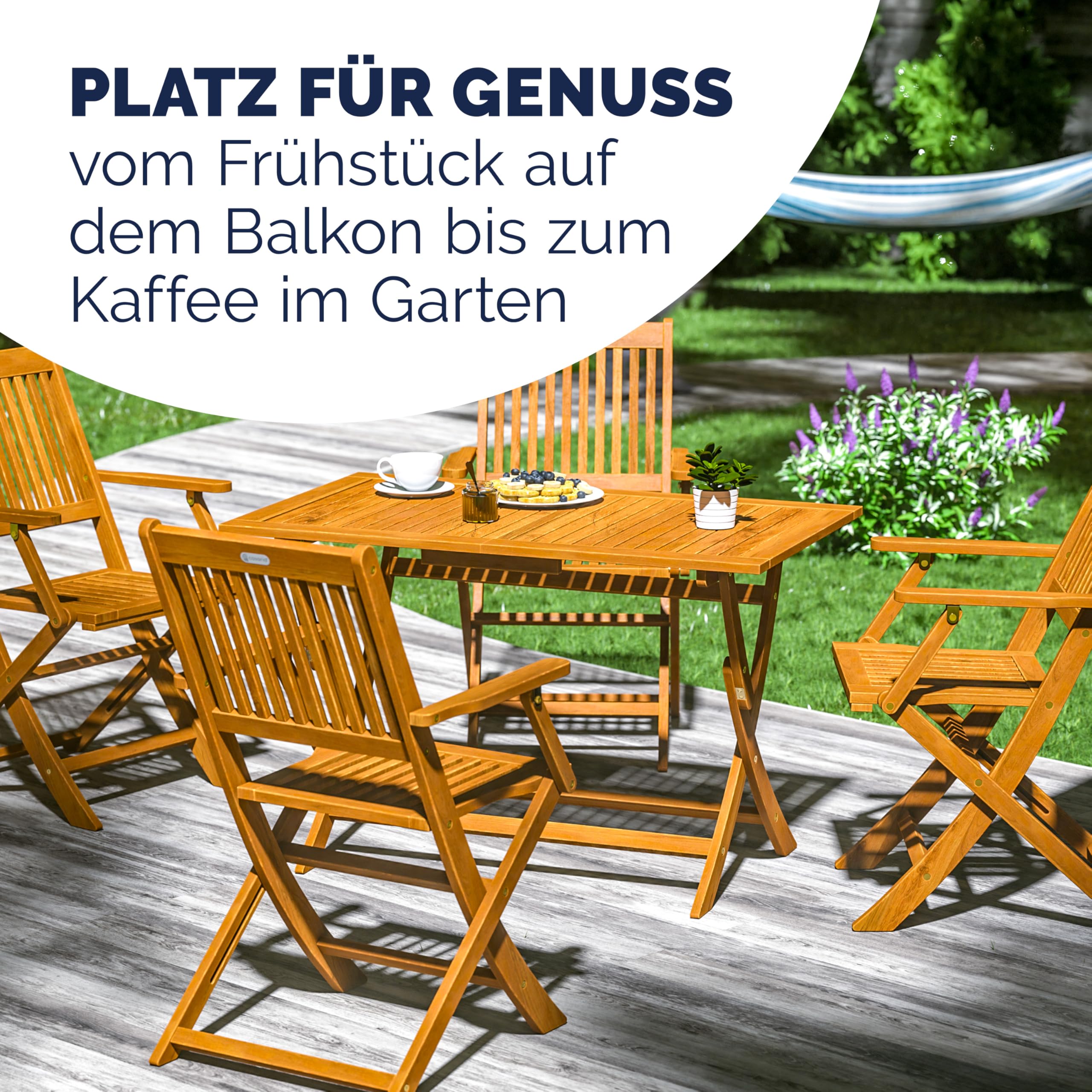 Casaria 4er Set Gartenstuhl Sydney FSC®-zertifiziertes Akazienholz klappbar Klappstuhl Hochlehner Garten Klappsessel