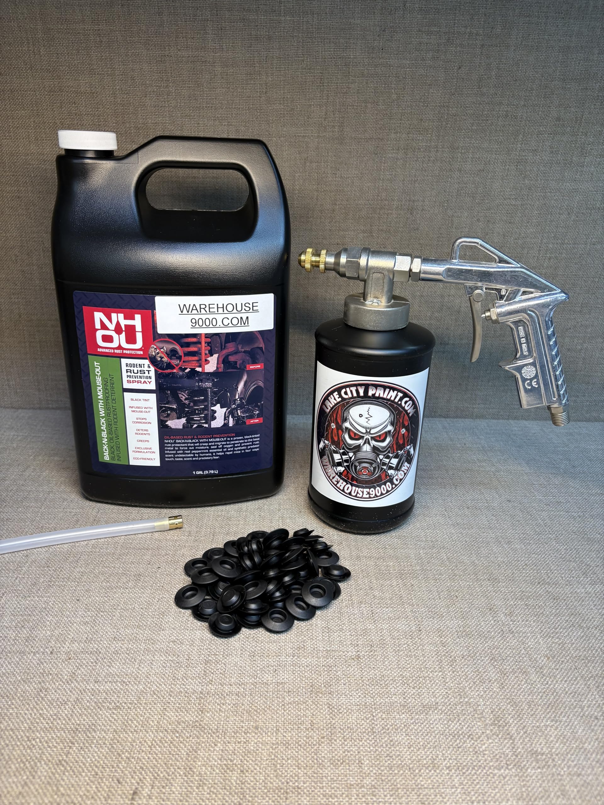 Gal NH Oil Undercoating, Pro Undercoating Gun, 360* Wand, 1 Quart Bottle, 50 Plugs