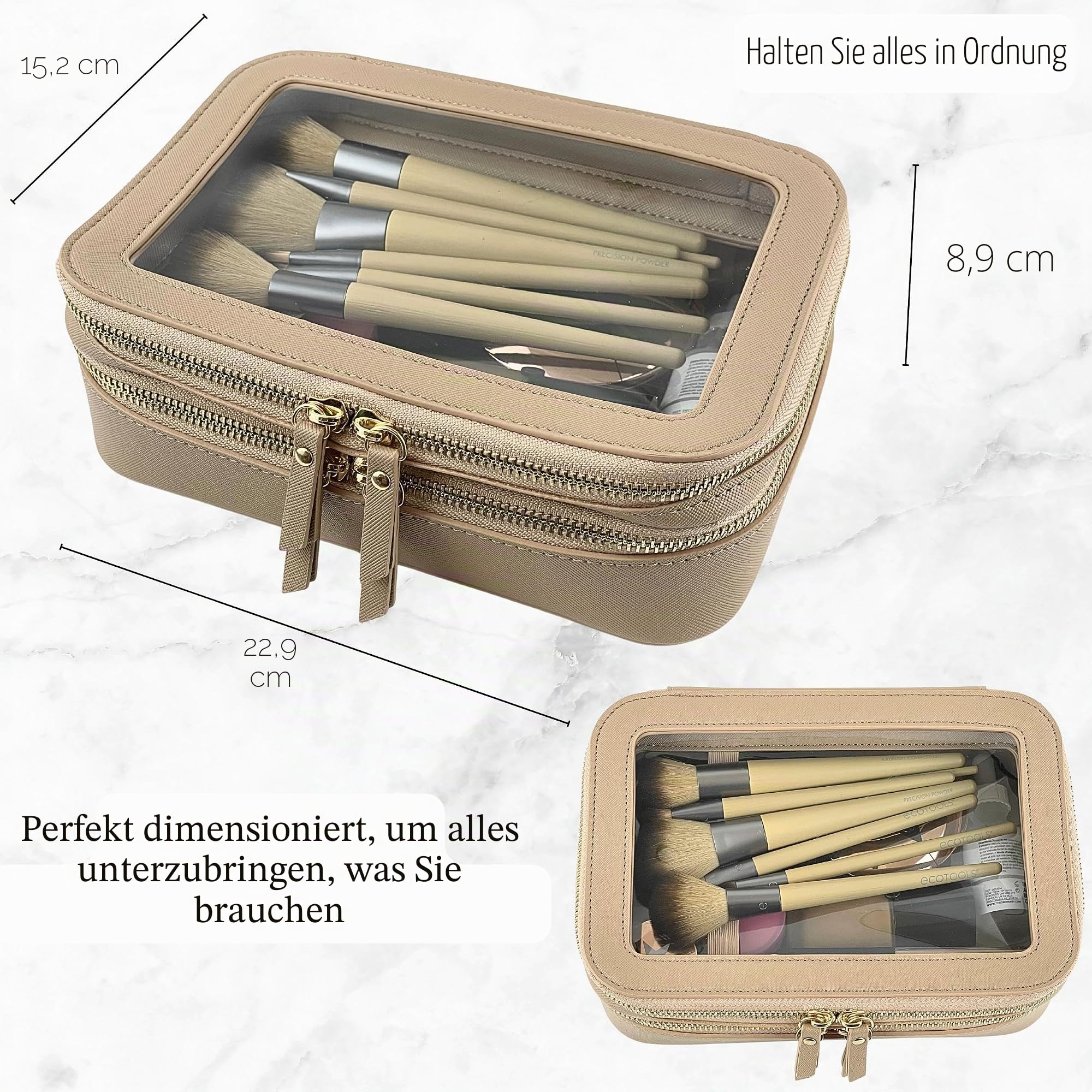 JAZD Transparente Make-up-Tasche, Organizer, Make-up-Tasche, Kosmetiktasche, Kulturbeutel für Damen, Make-up-Tasche, Reise-Make-up-Tasche, kleine Tasche, transparente Kosmetiktasche, Organizer,