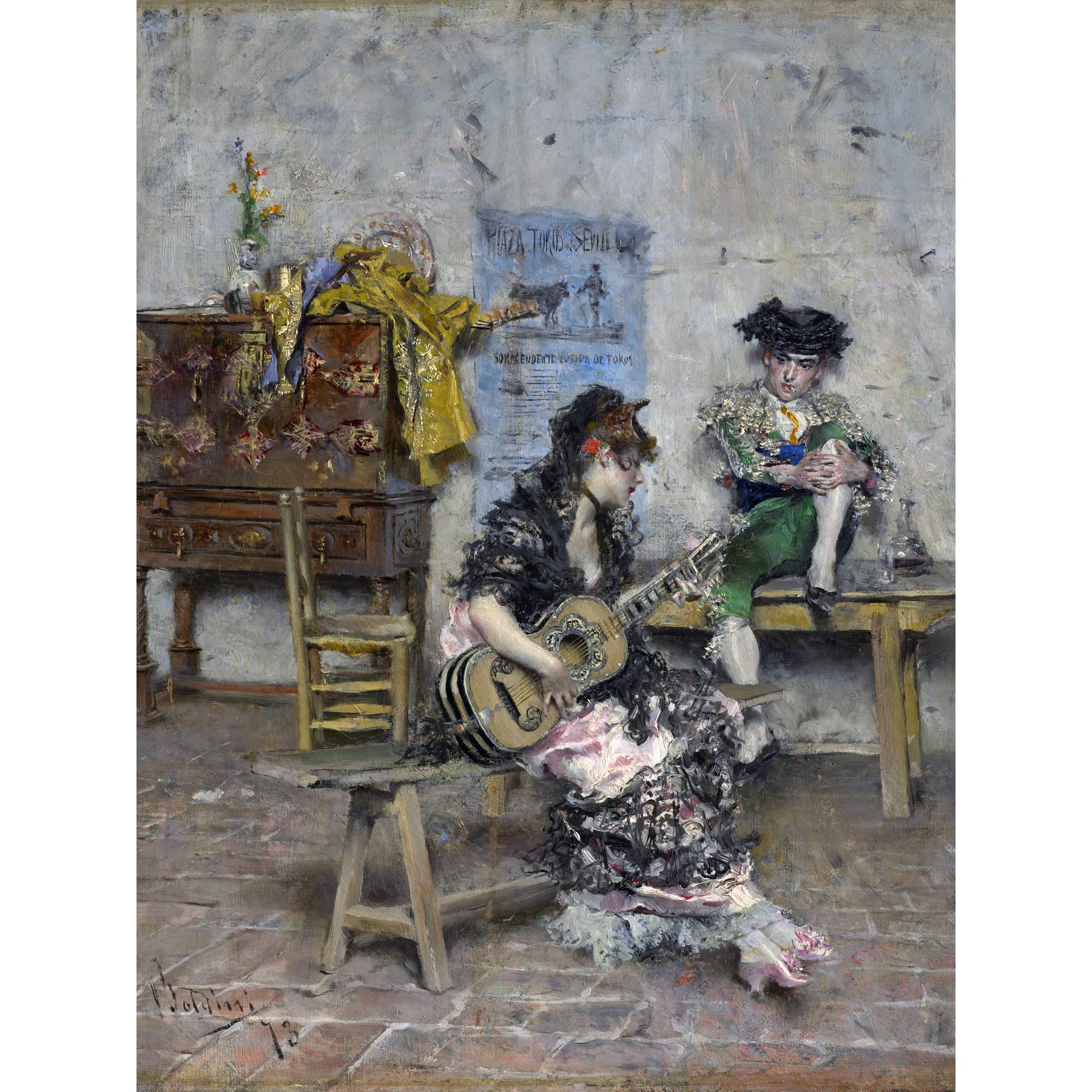 Artery8 Giovanni Boldini Guitar Player 1872 Painting Premium Wall Art Canvas Print 18X24 Inch