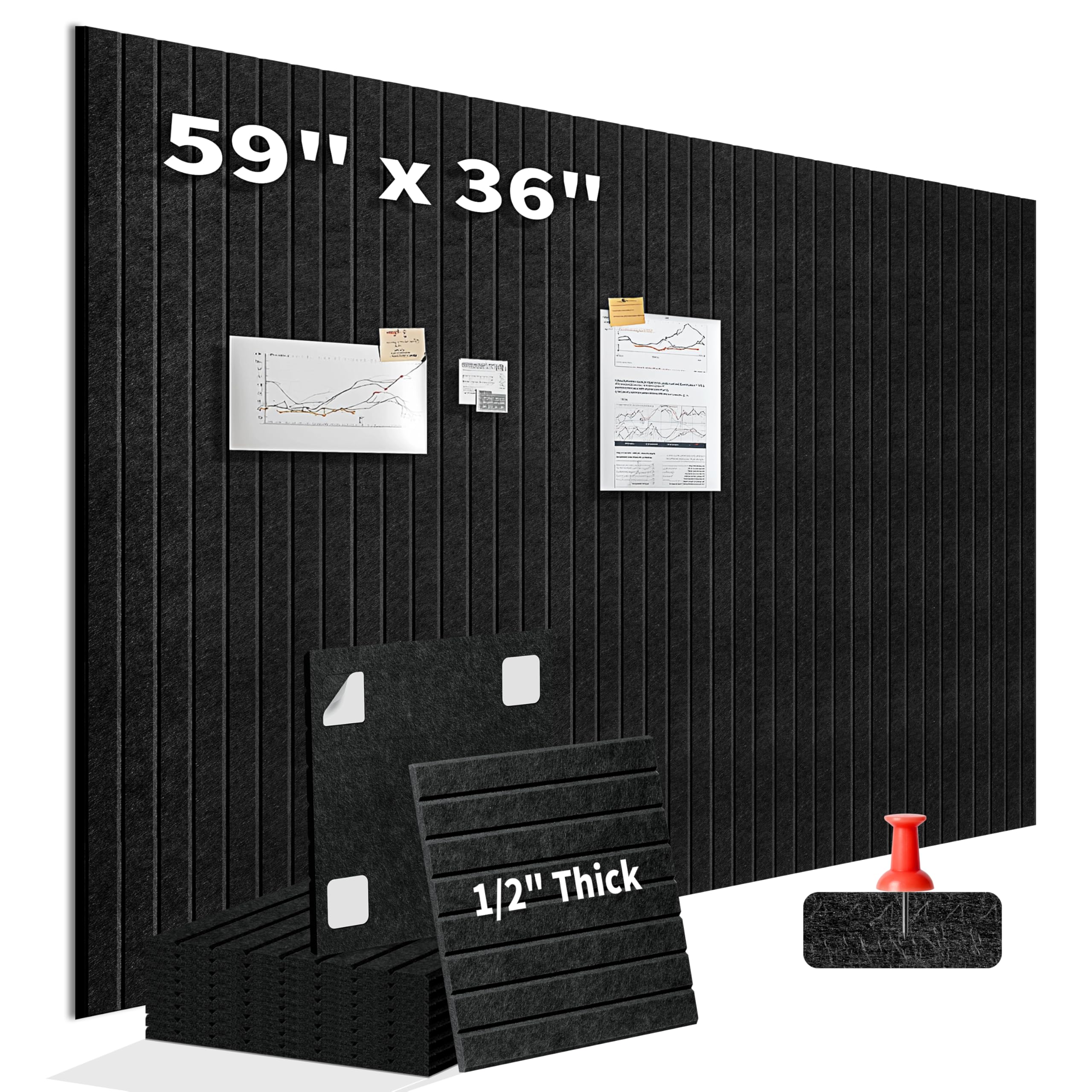 Große Korktafel, 150 x 91 cm, 1,3 cm dick, Schwarz