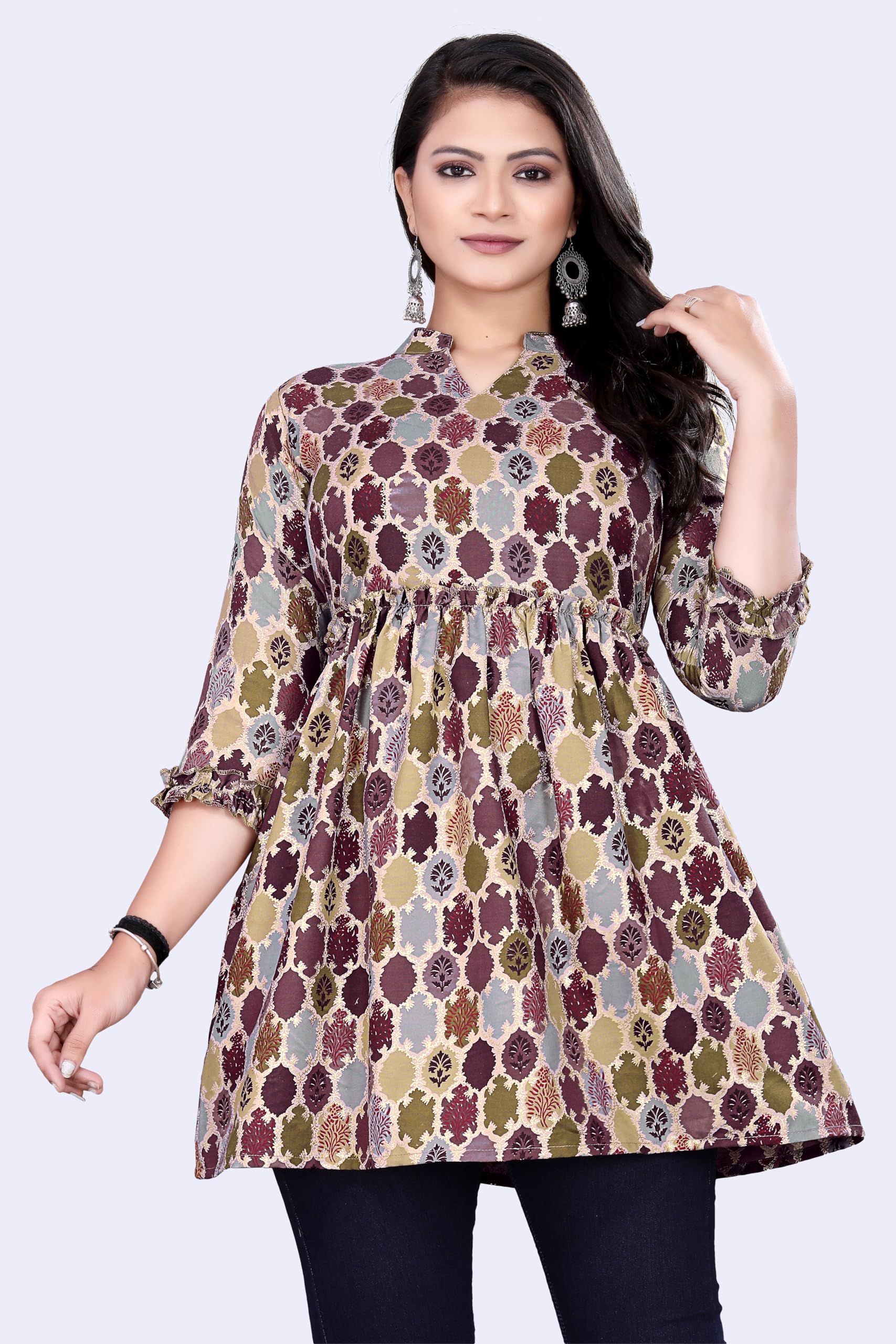 shree aksharam trends Aksharam Trends Presents Printed Rayon Fabric Tunic with Provides a Secure fit and enhances Your Silhouette. (AK-1328 R Tunic Overlock)-picture-36