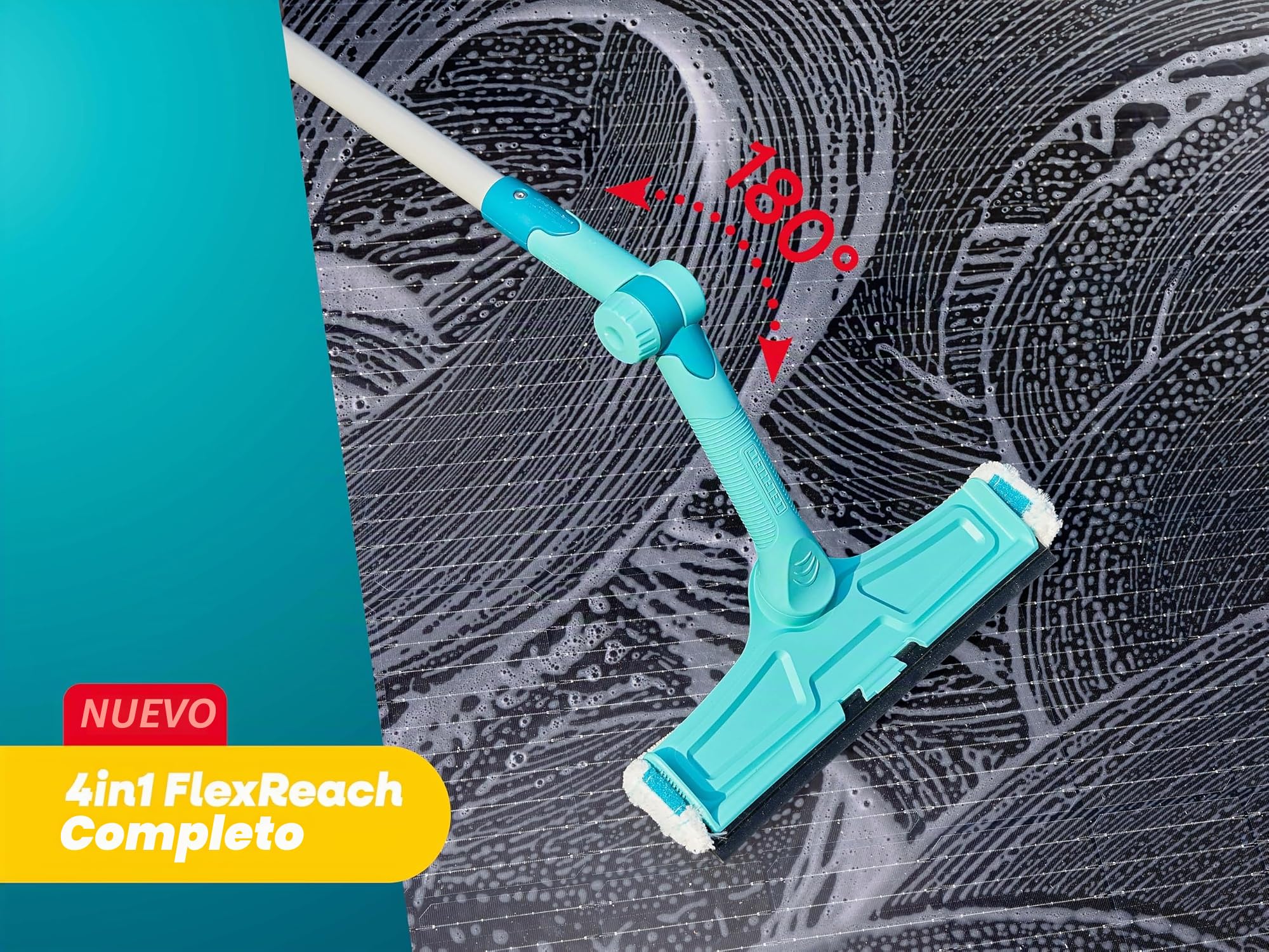 Leifheit Limpiacristales FlexReach 4 en 1, 32 cm, con Cubo