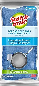 Scotch-Brite, 3M, Esponja Não Risca - Azul, 1 pacote com 3 unidades