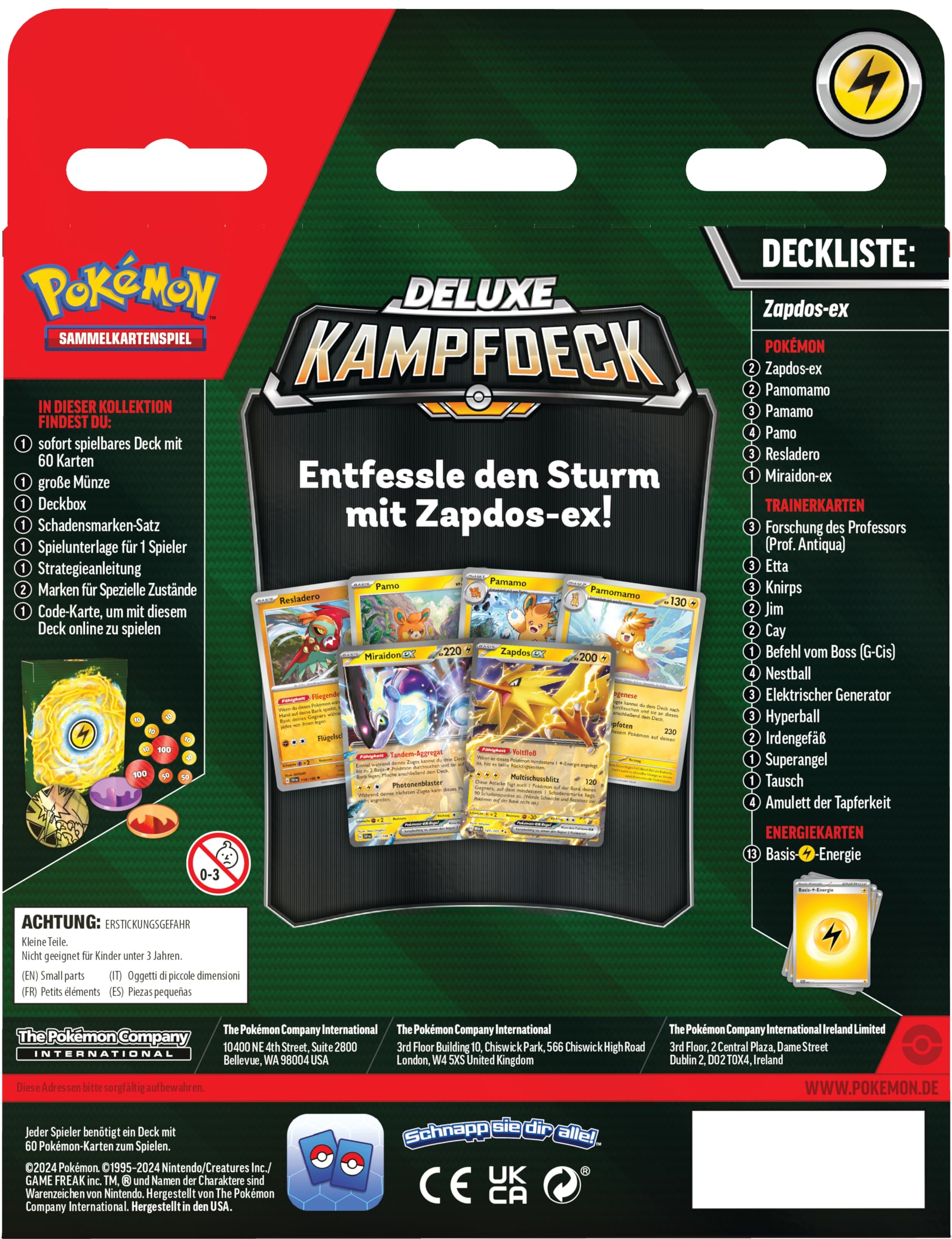 Pokémon-Sammelkartenspiel: Deluxe-Kampfdeck Zapdos-ex (sofort spielbares Deck mit 60 Karten & Zubehör)