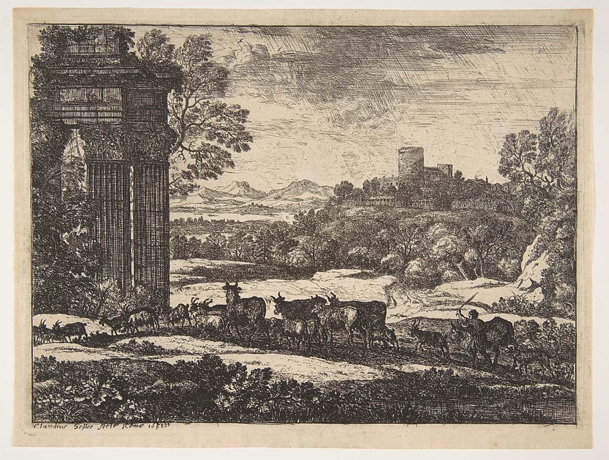 ARTXLXXBN Famous Art Print Poster Vintage Wall Art the Herd Returning in Stormy Weather by Claude Lorrain Canvas Art Poster for Home Decor 60x90cm