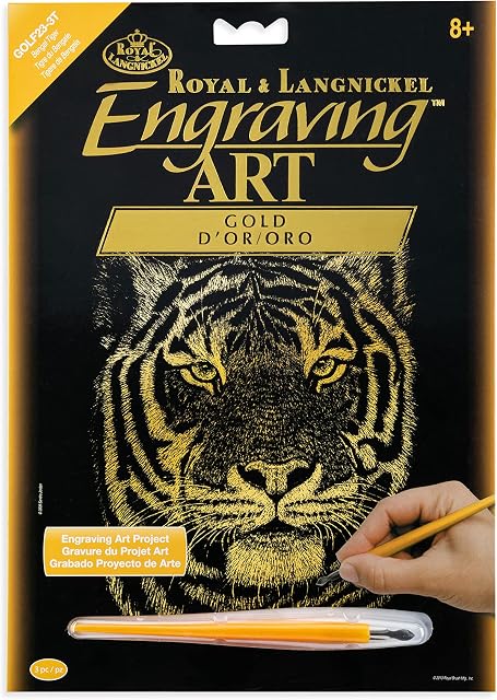 Royal & Langnickel Gold Engraving Art A4 Size Bengal Tiger Designed Painting Set