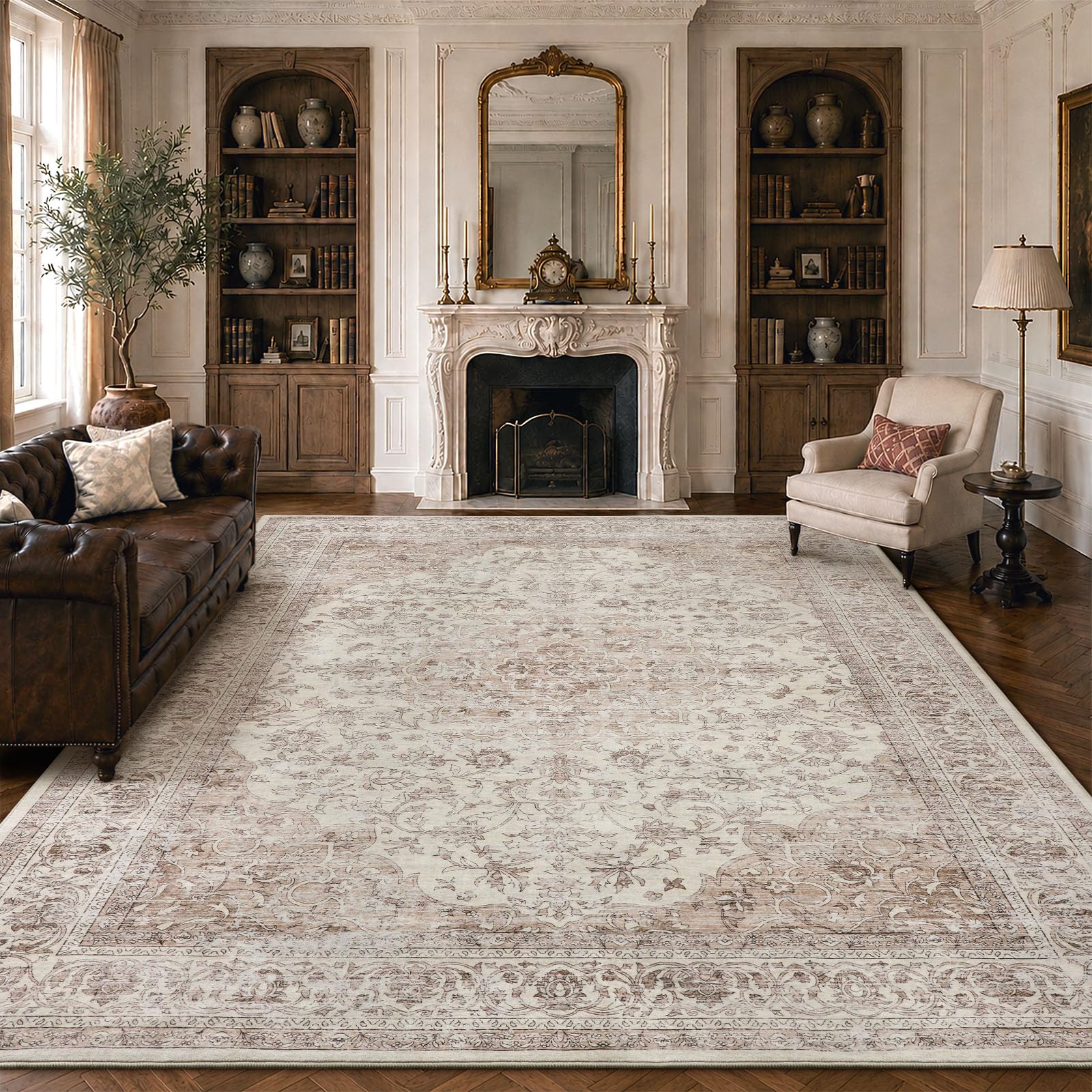 Sour Lemon Washable Large Rugs Living Room Brown 200X300cm Rug for Bedroom