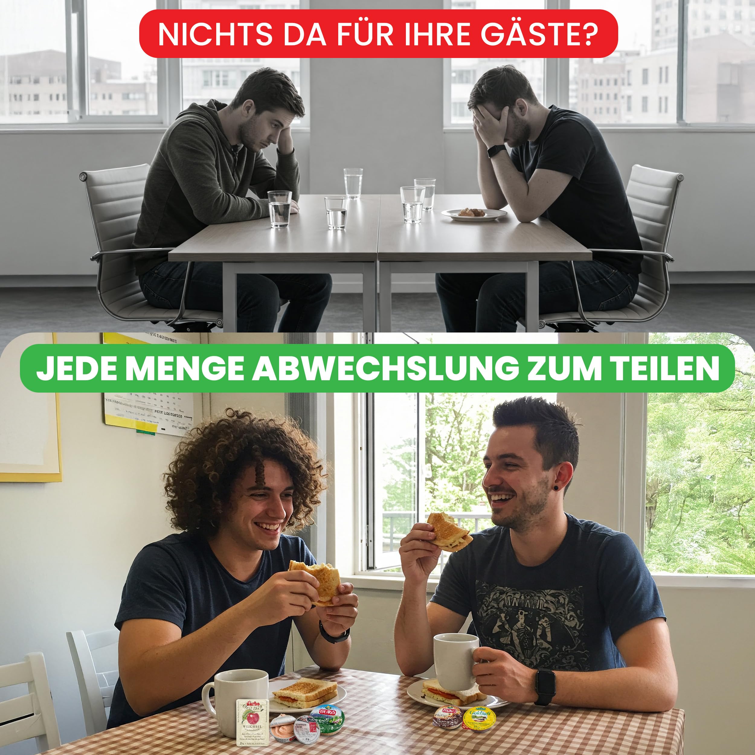 Genussleben All In One 800g Frühstücksbox mit Brot, Kaffee, Marmelade, Honig, Kuchen, Wurst und Frischkäse in vielen Geschmacksrichtungen, kleine Portionen im Mix für Unterwegs