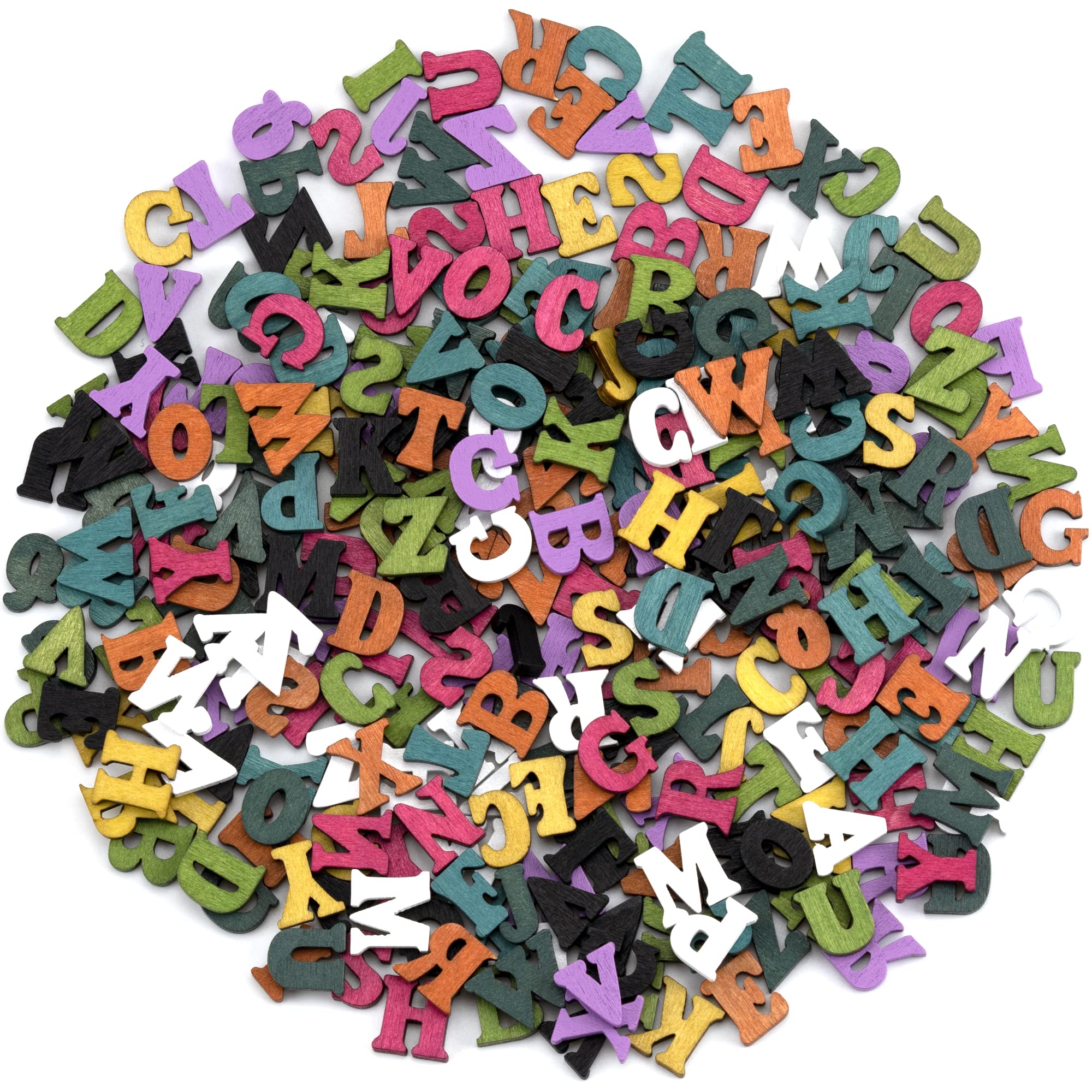 300 Pcs Colorful Wooden Letters Buttons Rustic Buttons for Clothes Sewing Teaching Scrapbooking Art Crafting DIY Decoration