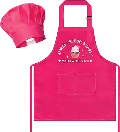 Miniatura 28 de R HORSE Juego de 2 delantales para niños y sombrero de chef, delantal de cocina azul ajustable para niños, kit de pintura y entrenamiento