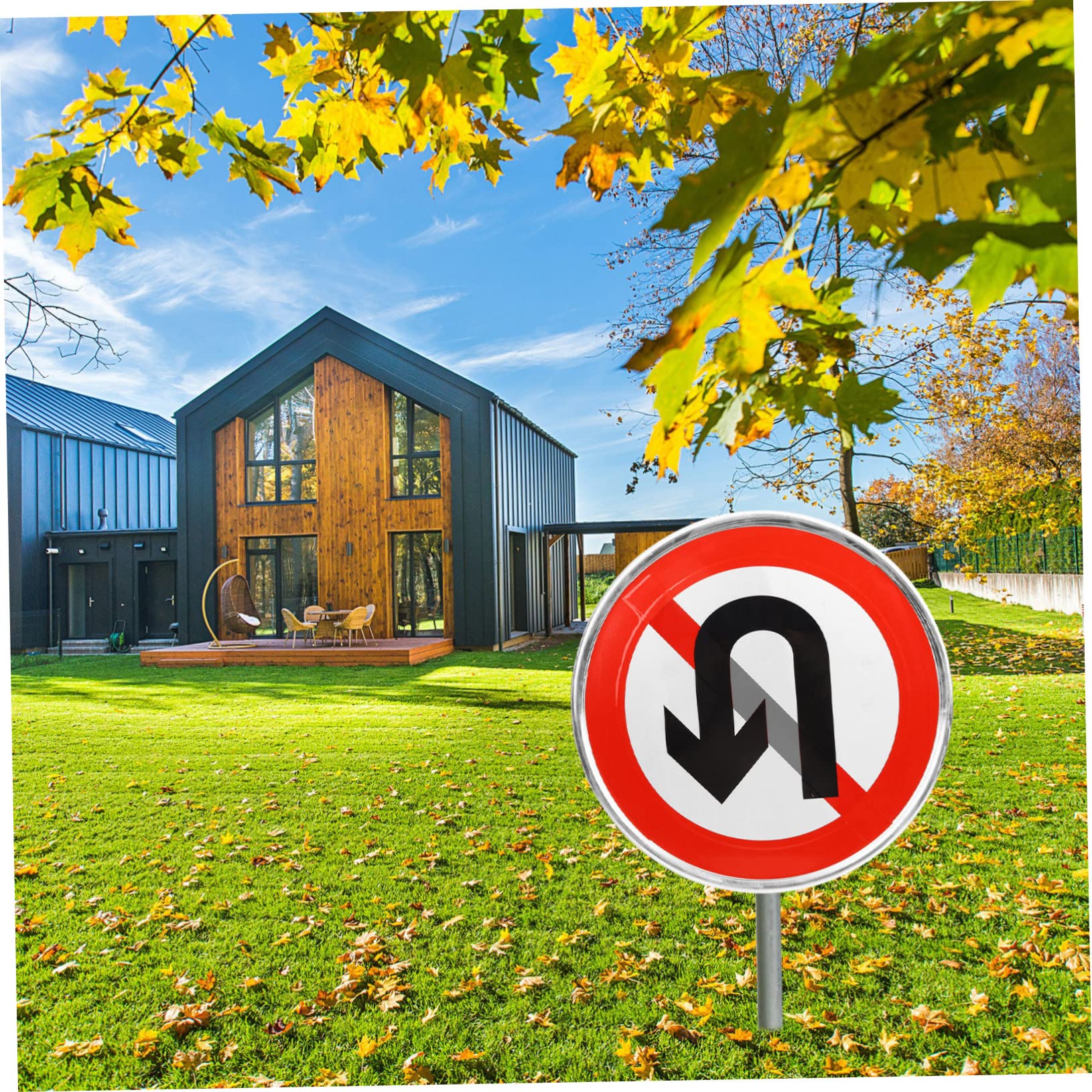 Cartello No Turn Around per Vialetto, Segnale Riflettente | Alluminio, Stampa Chiara e Visibile, per Strada e Accesso Privato, Bordo Metallico Resistente alle Intemperie