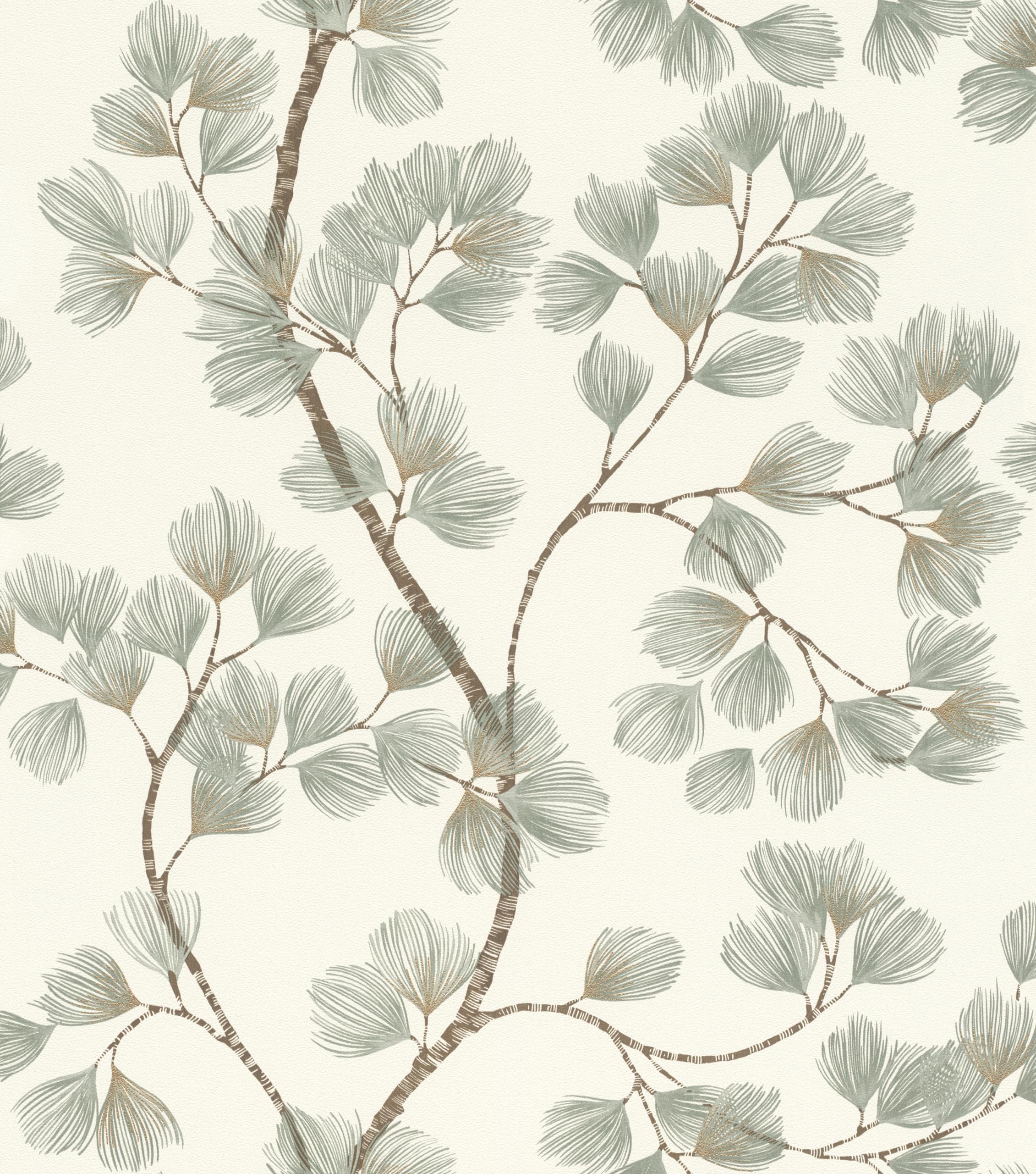 Papel pintado no tejido con ramas con flores de fantasía Rasch Symphony de diseño exclusivo