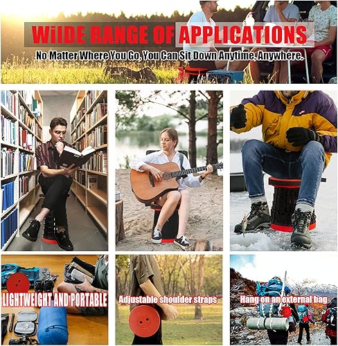 Miniatura 6 de Juego de 2 taburetes plegables mejorados 2025, taburetes plegables portátiles, silla plegable para camping, pesca, senderismo, barbacoa y