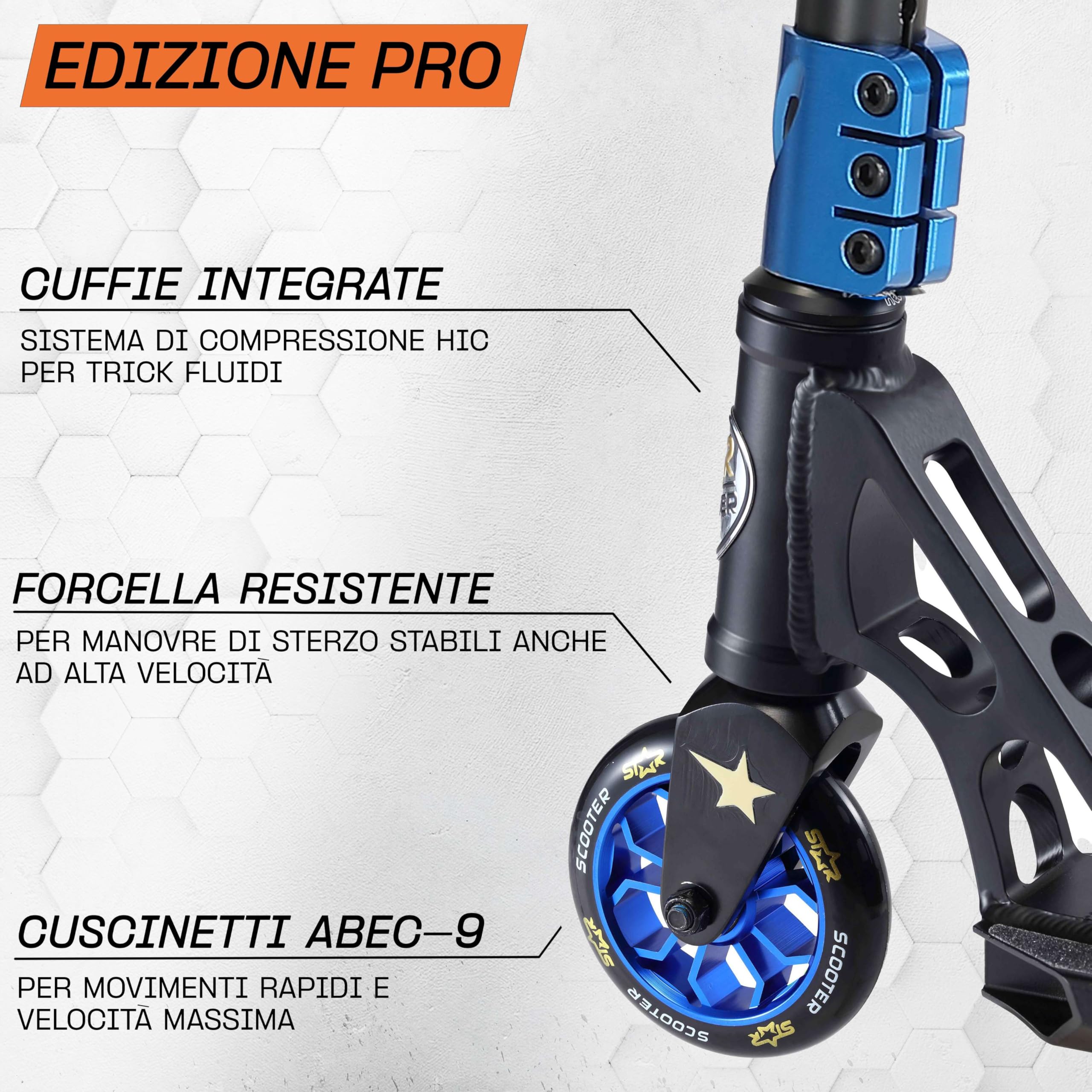 STAR SCOOTER Freestyle Stunt Scooter Professionale Monopattino per Adulti e Bambini da 8 Anni | HIC 110mm PRO