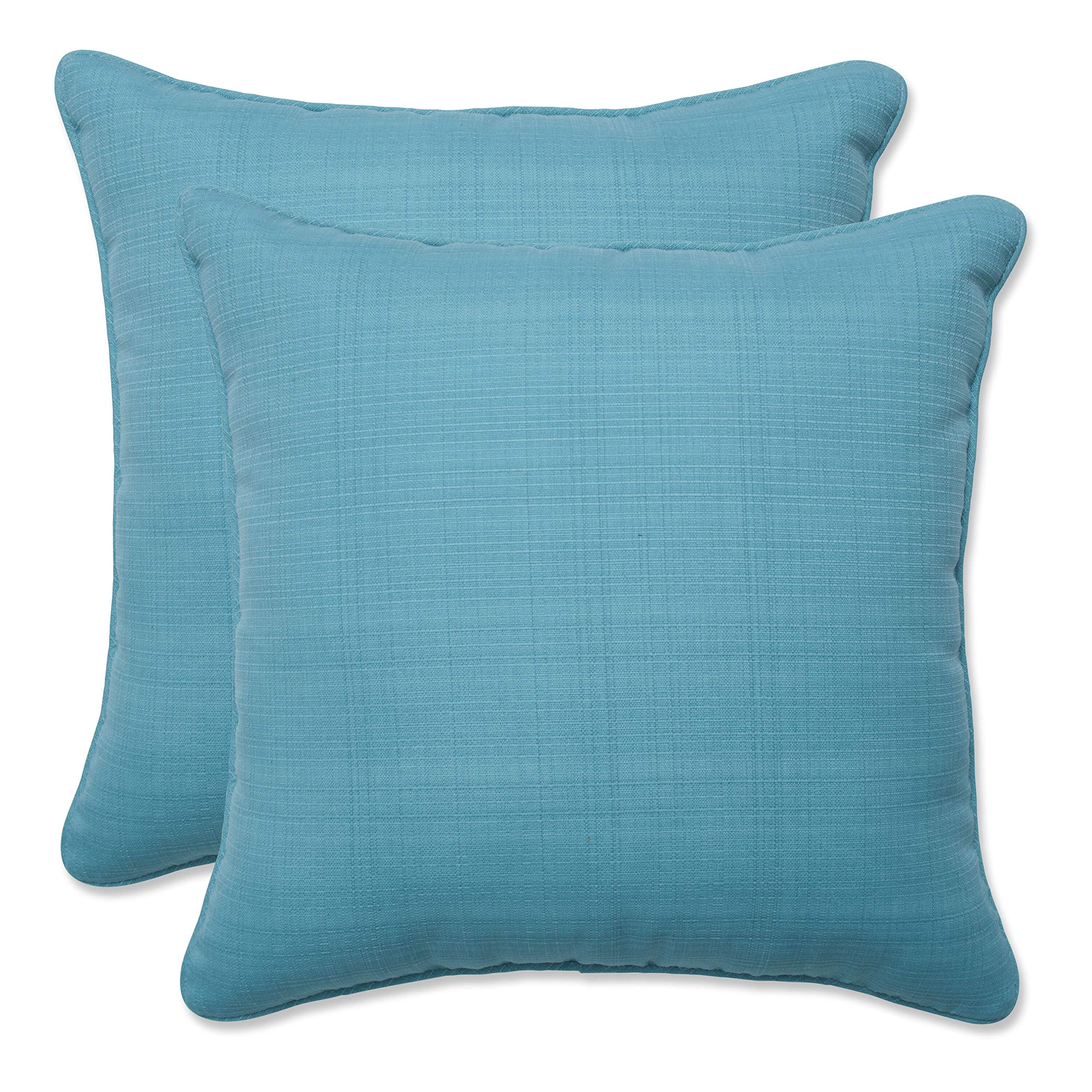 Pillow Perfect Forsyth Solid Indoor/Outdoor Pillow, Plush Fiber Fill, Weather and Fade Resistant, Turquoise, Small Throw 16.5"x16.5"