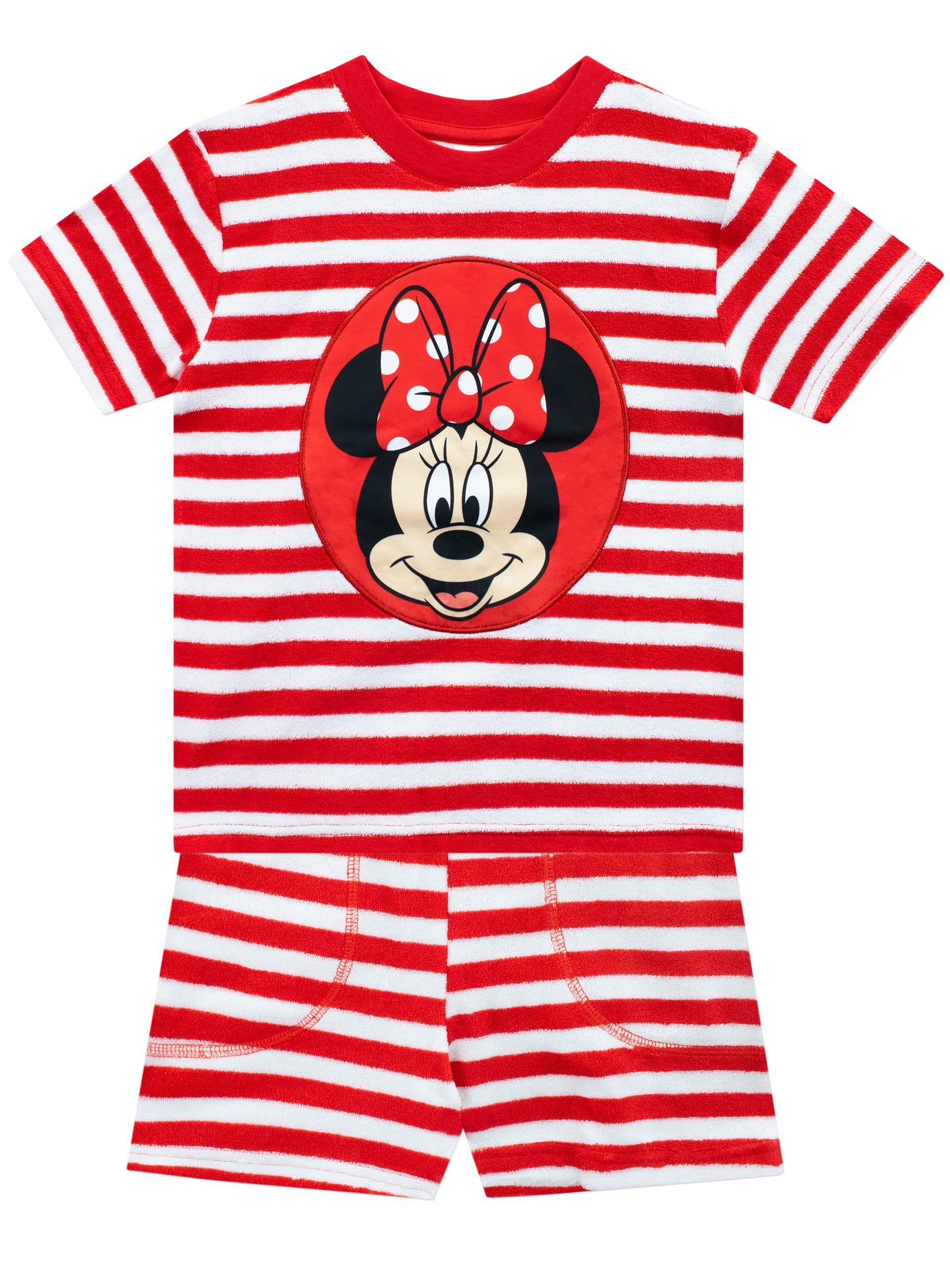 Disney Minnie Mouse Towelling T-Shirt and Shorts Set Girls Towel Outfit For Beach Pool Swim