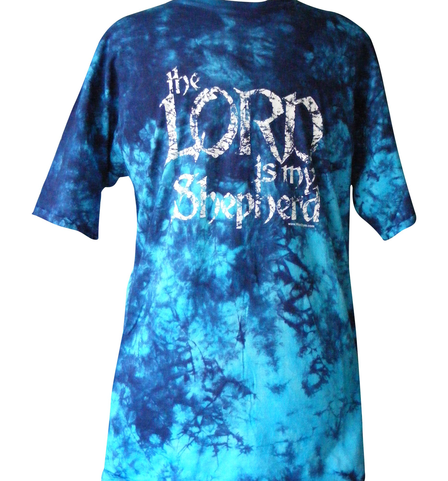 Wise Dyes Blue Tie Dye Adult Christian T-Shirt - The Lord Is My Shepherd (XX-Large)