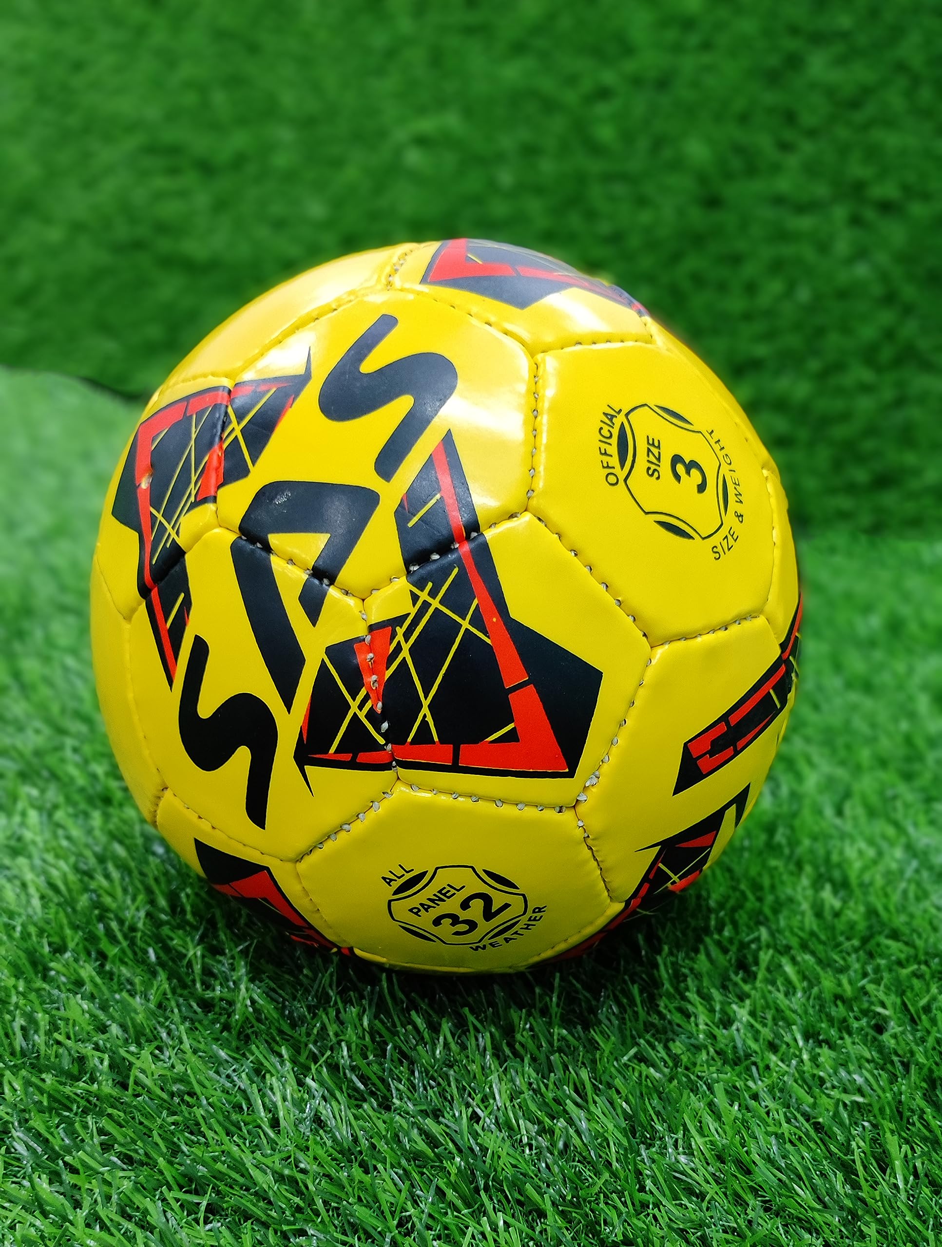 SAS Sports Football | Rubber PU Sports Football Size 3 | Rubber Moulded Soccer Football | Yellow (Size 3)-picture-31