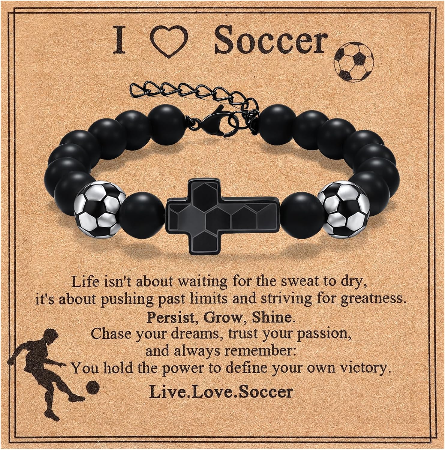 Soccer Basketball Bracelets for Boys,Cross Beaded Bracelet for kids,Adjustable Sports Party Favors,Birthday Easter Communion Confirmation Gifts for Teen Players Fans