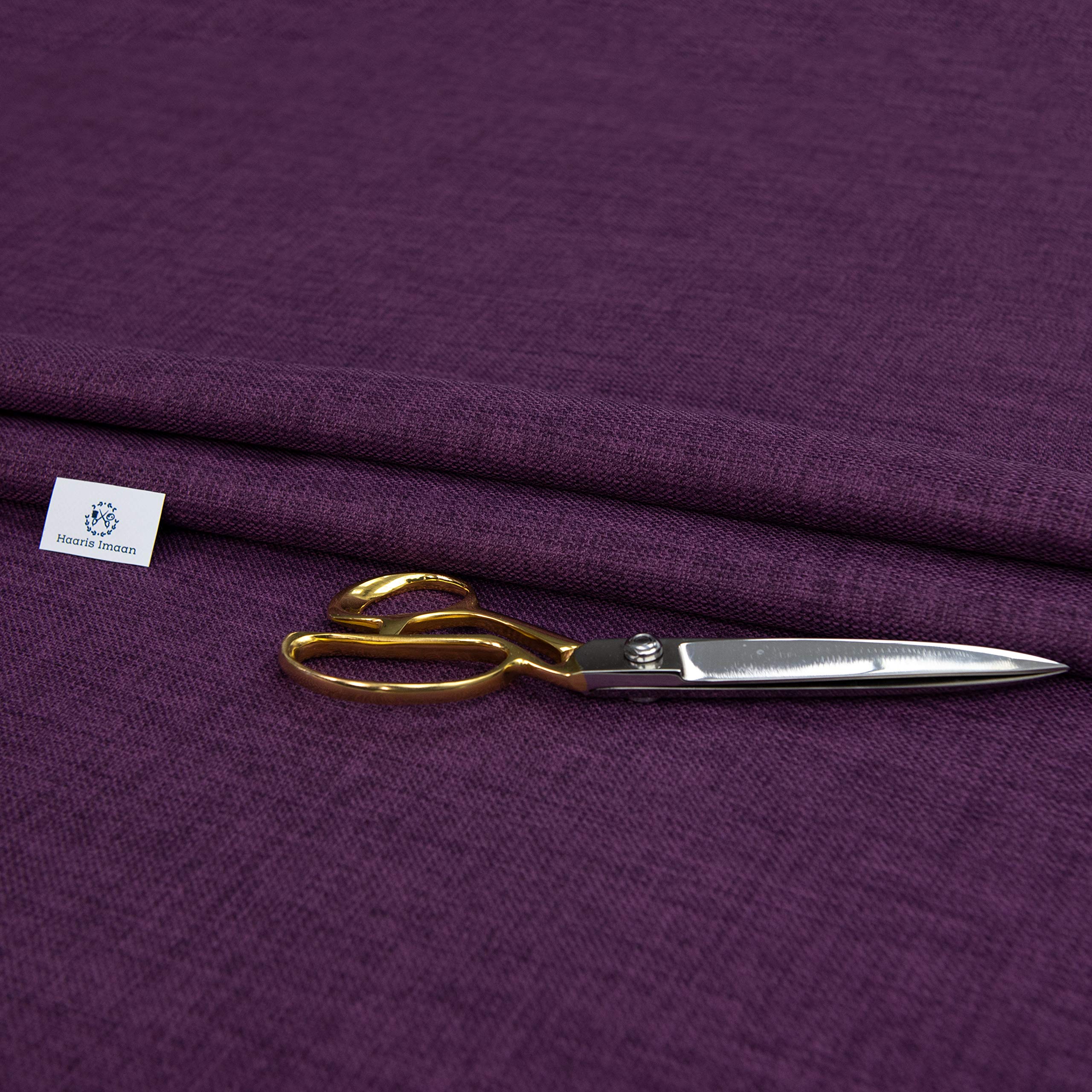 Haaris Imaan Linen-Look Upholstery Fabric | Fire Retardant Linen Fabric by The Metre | Durable, Soft & Breathable Sewing and Upholstery Material (Purple)